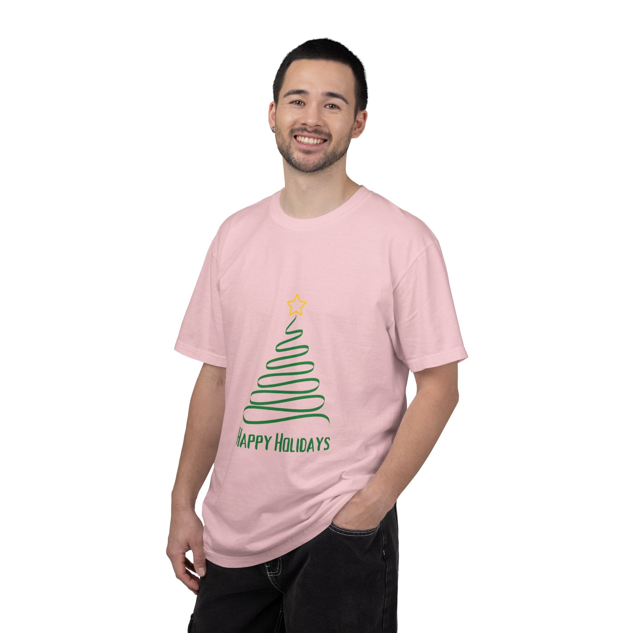 Holiday Spiral Christmas Tree T-Shirt — "Happy Holidays" Minimalist Graphic