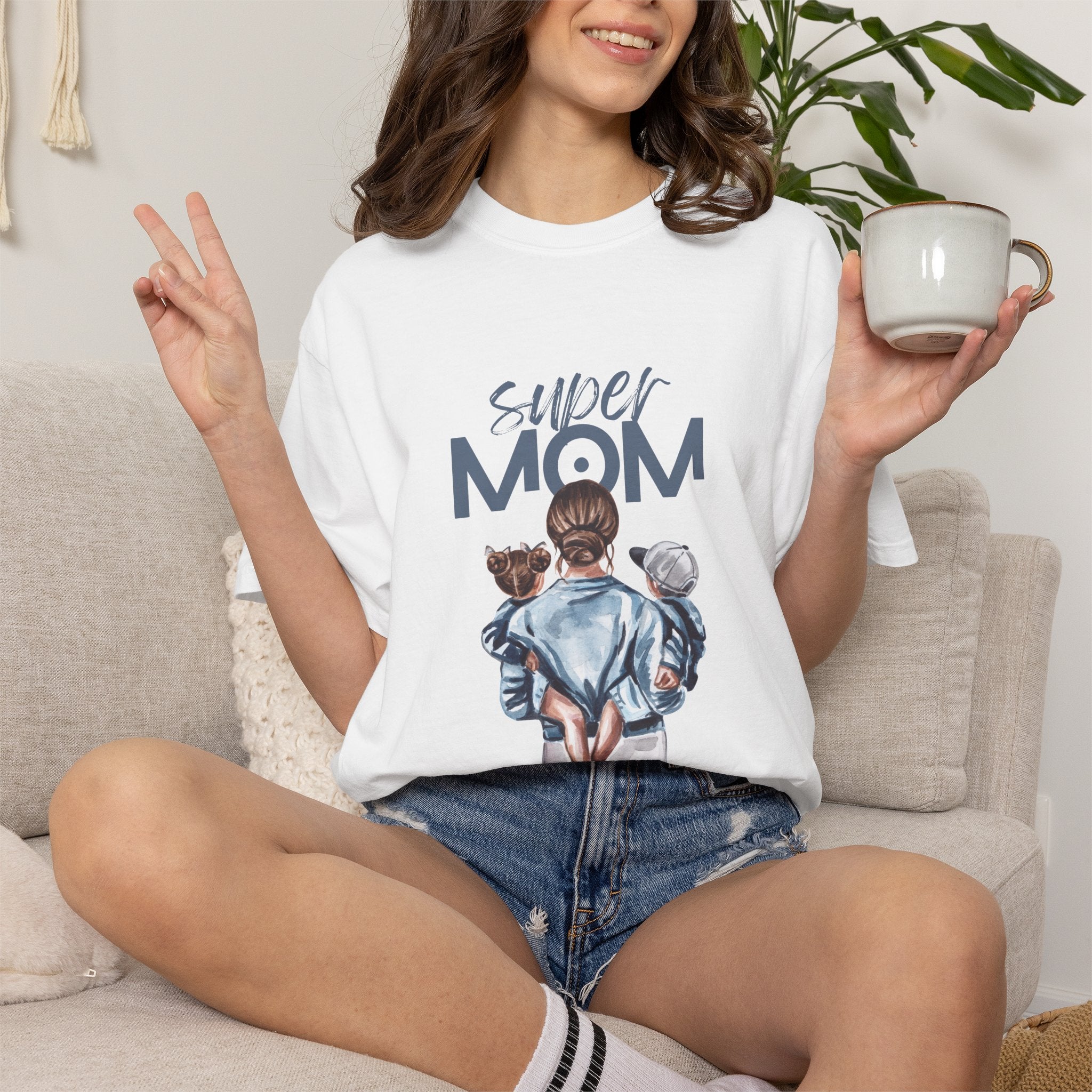 Super Mom T-Shirt — Mom with Kids Graphic Tee | Mother's Day Gift