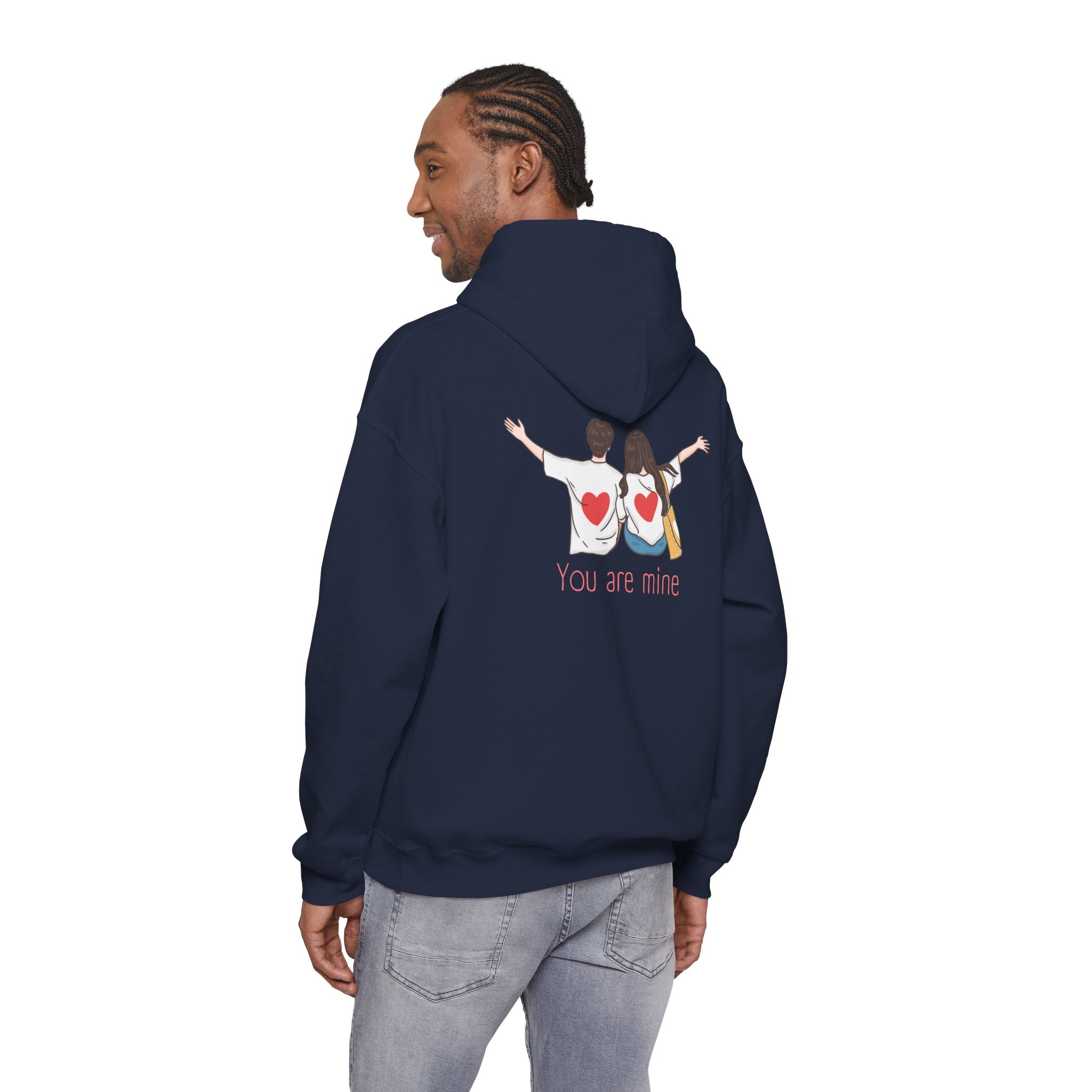 Cute Couples Hoodie — "You Are Mine" Matching Heart Back Design