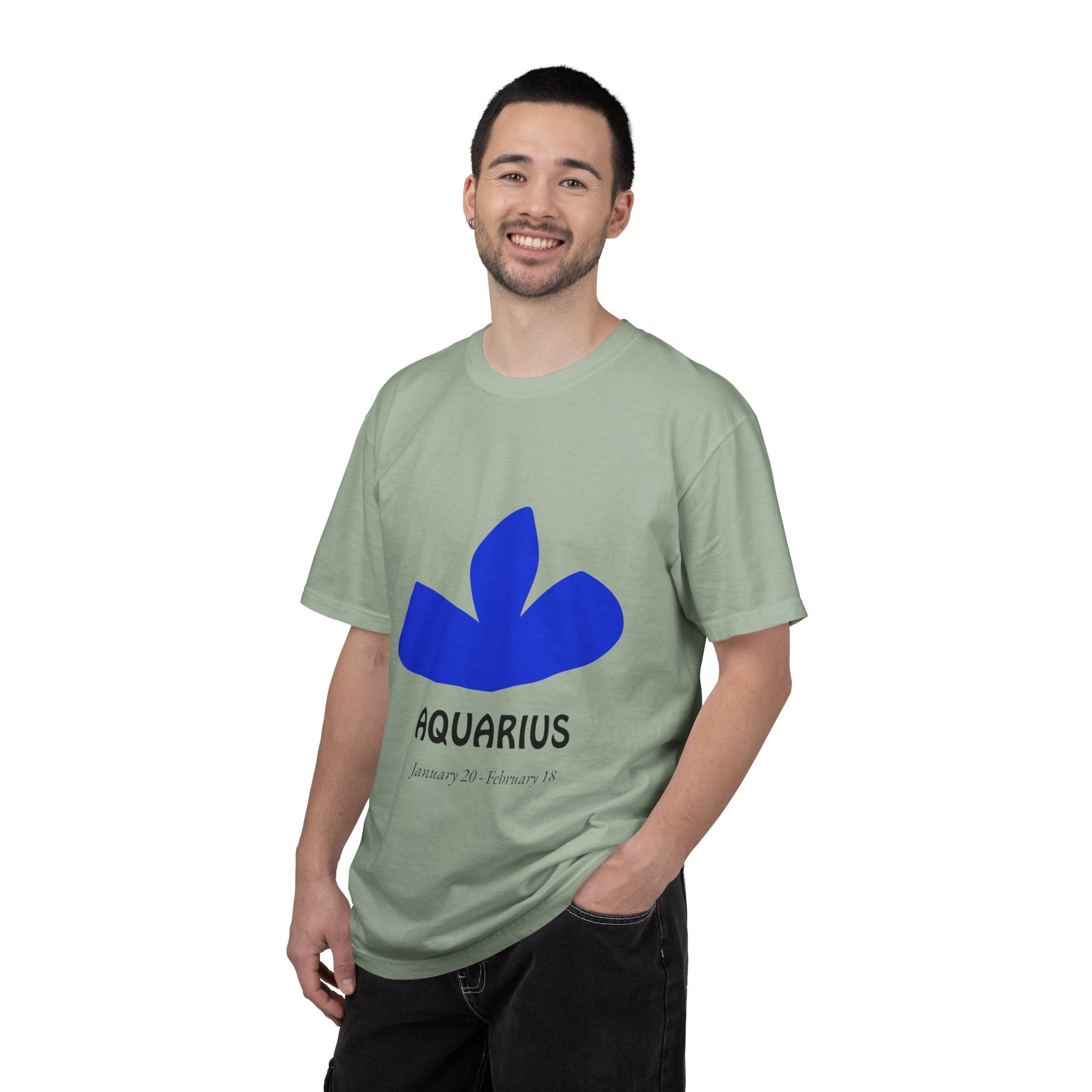 Aquarius Zodiac T-Shirt — Bold Blue Symbol, January 20–February 18 Astrology Tee
