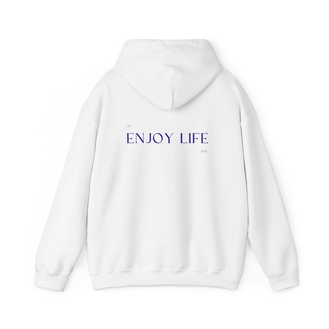 Enjoy Life Hoodie – Minimal Inspirational White Pullover