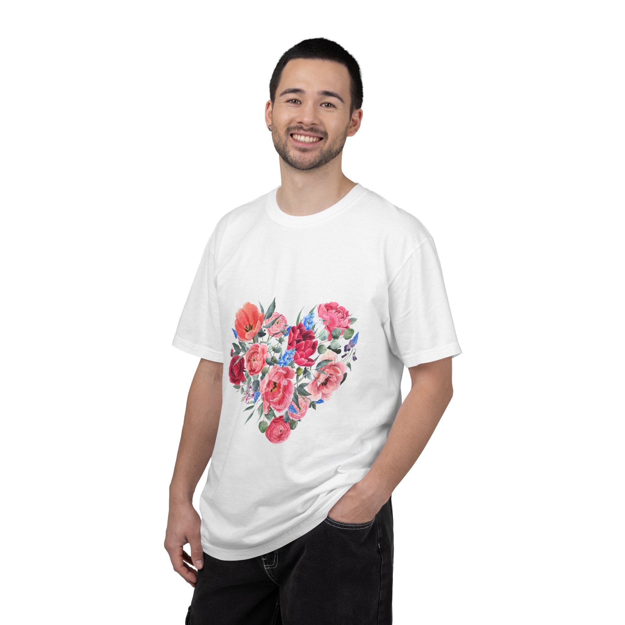 Floral Heart T-Shirt – Watercolor Rose Heart Graphic Tee (Valentine’s Day, Mother's Day)
