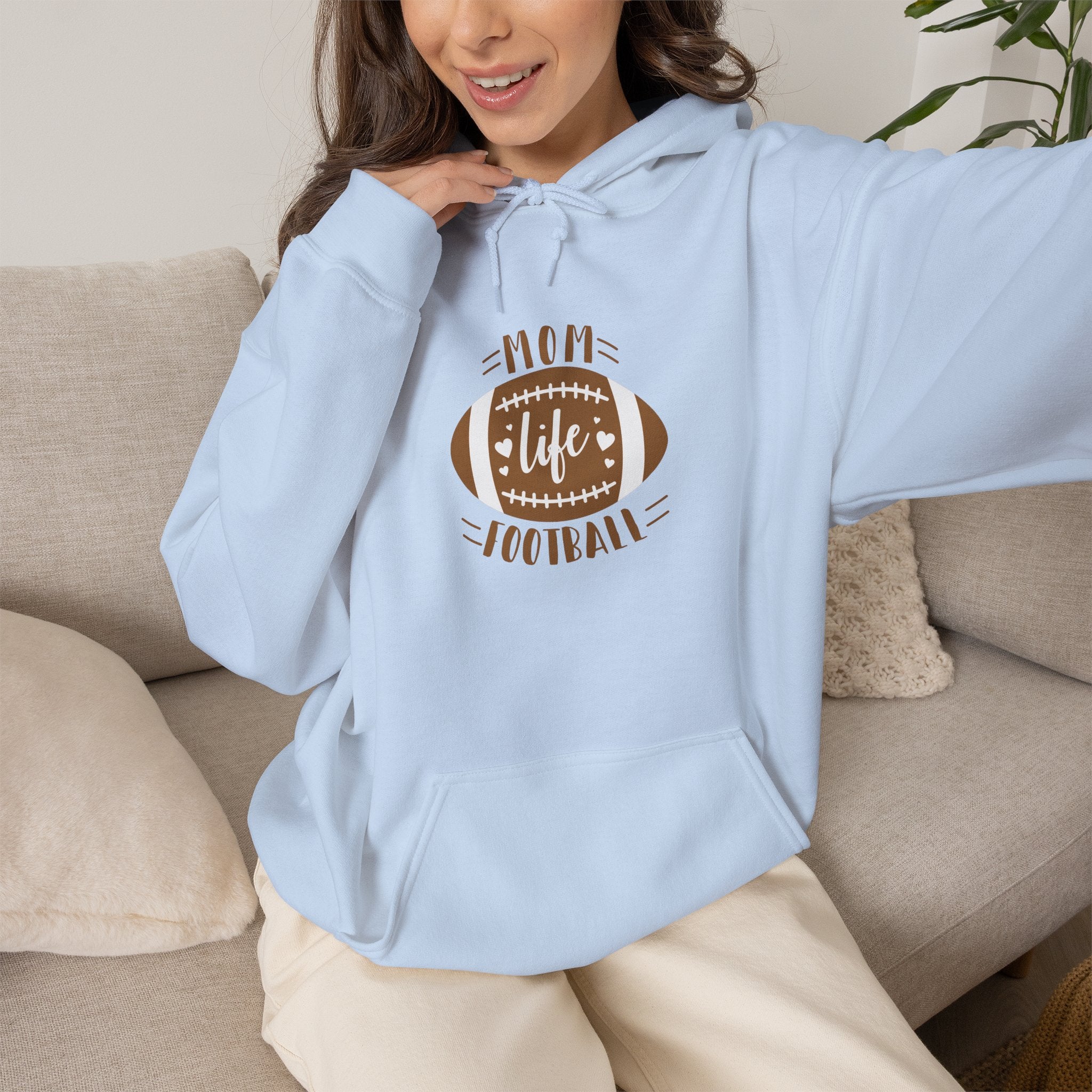 Football Mom Hoodie - "Mom Life Football" Pullover for Game Day
