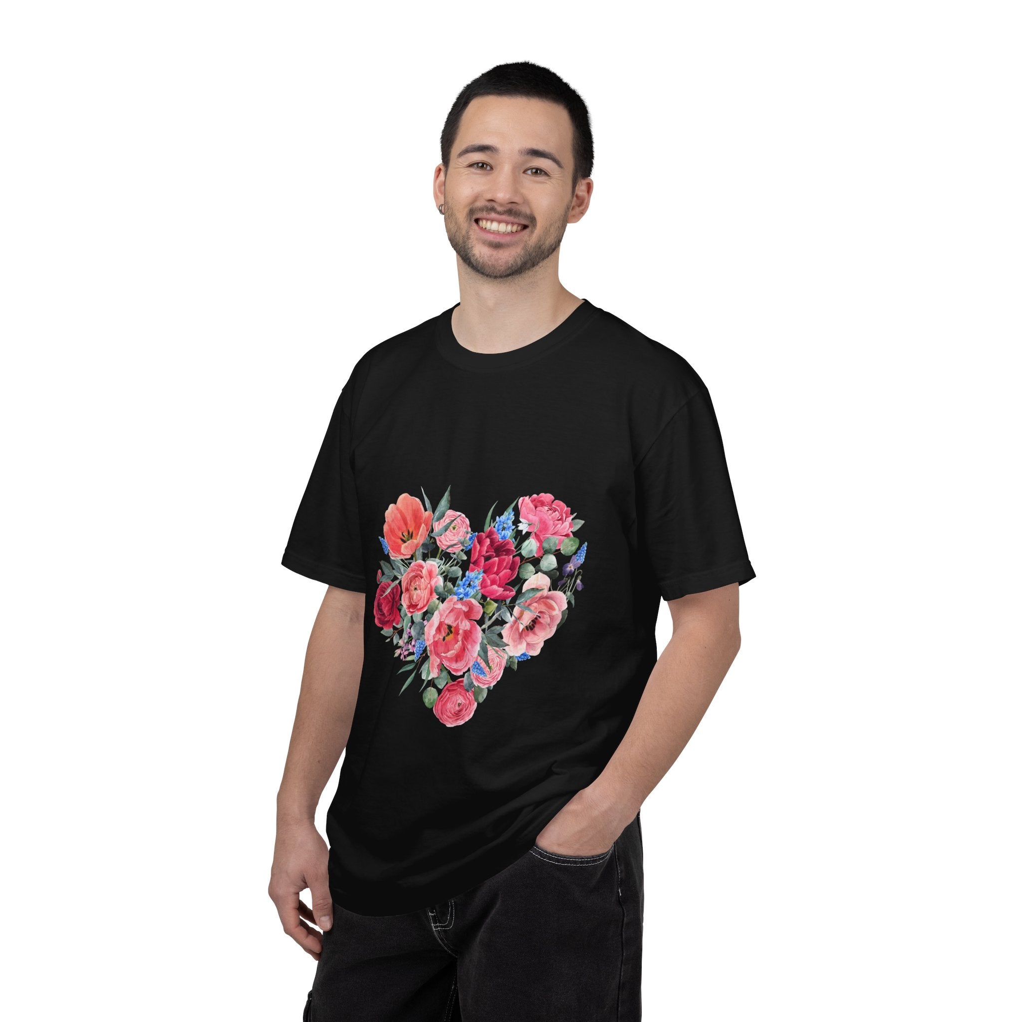 Floral Heart T-Shirt – Watercolor Rose Heart Graphic Tee (Valentine’s Day, Mother's Day)