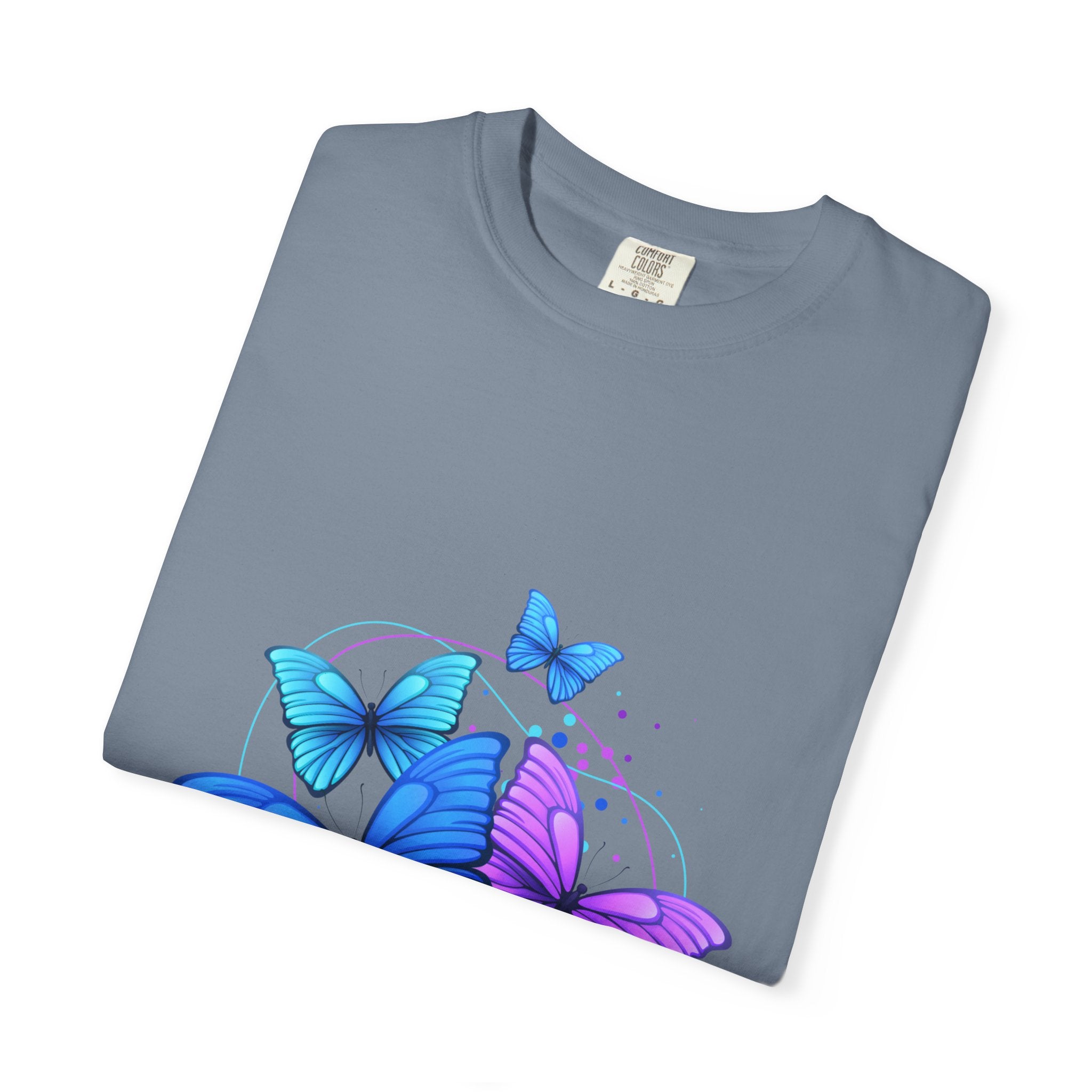 Butterfly Cluster T‑Shirt — Blue & Purple Wings Graphic Tee