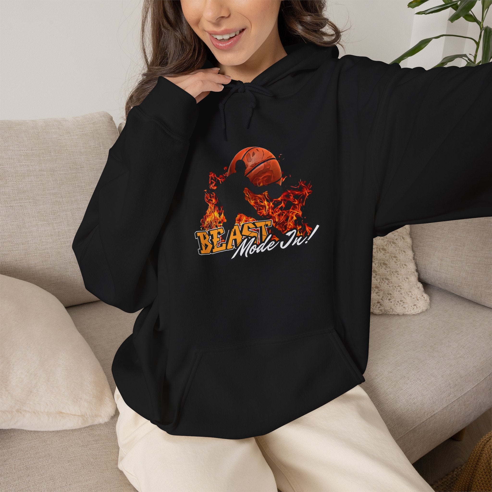 Basketball Beast Mode Hoodie — "Beast Mode On" Graphic Pullover