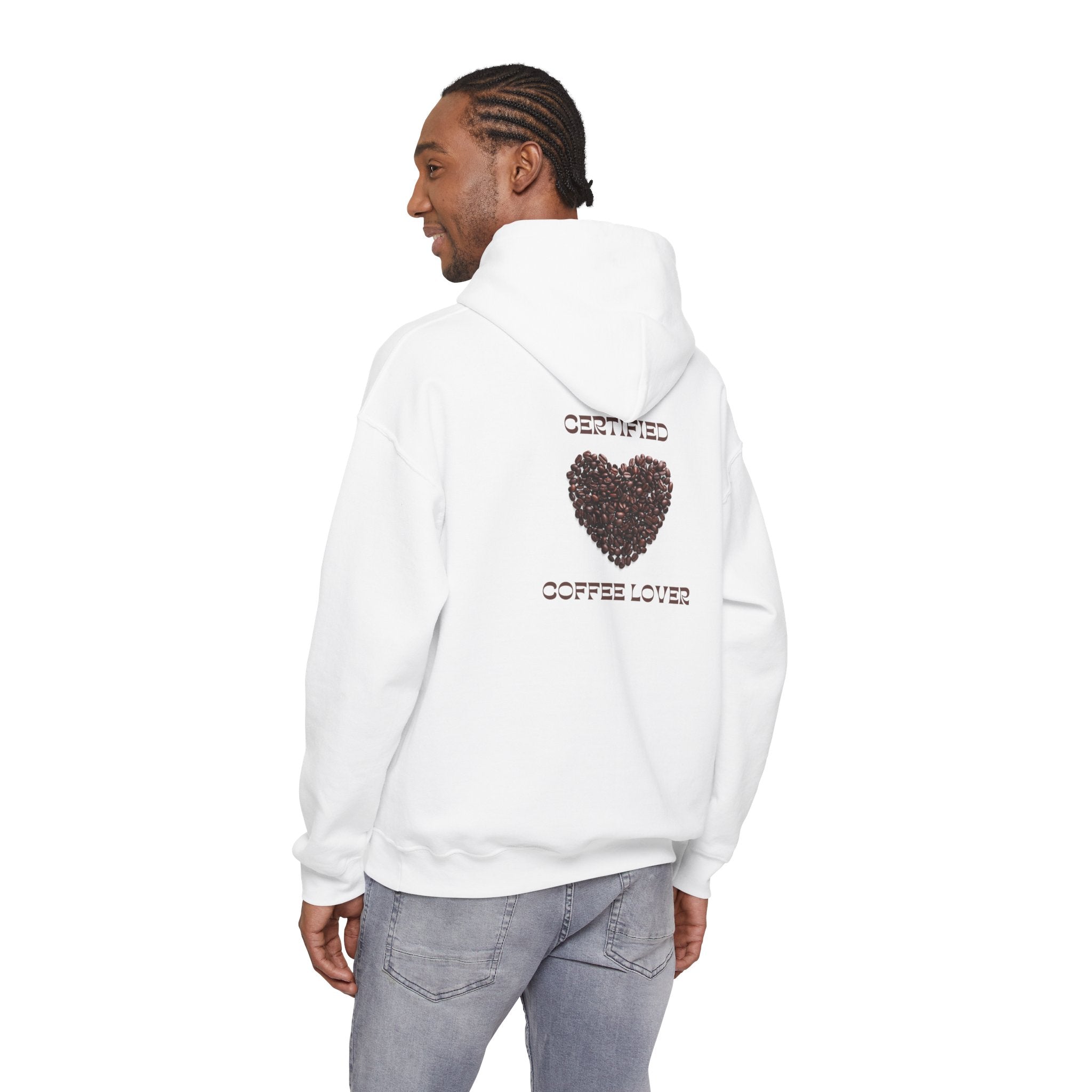 Coffee Lover Hoodie — "Certified Coffee Lover" Heart of Coffee Beans Pullover