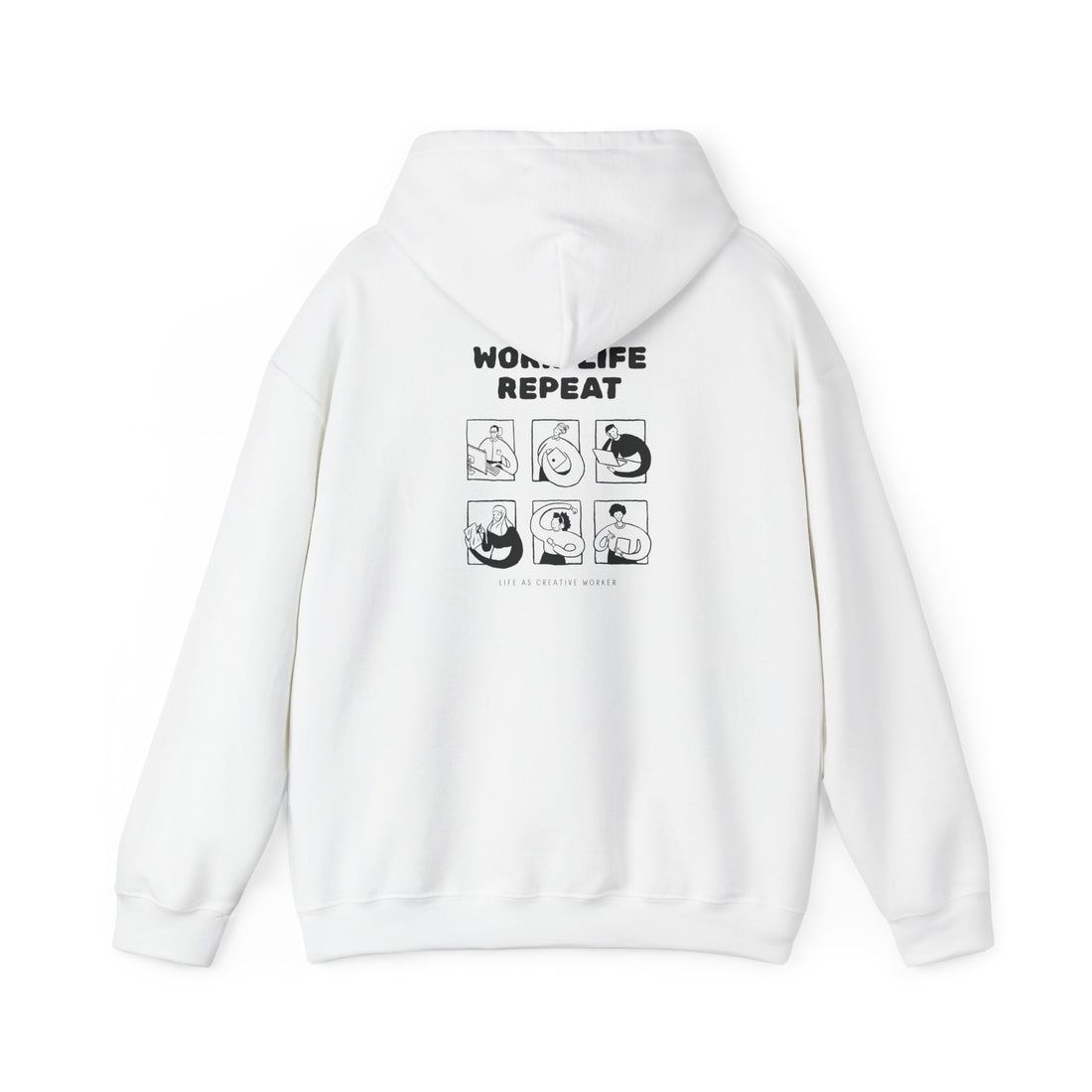 Work-Life Repeat Hoodie — Minimal Anime Grid Sweatshirt