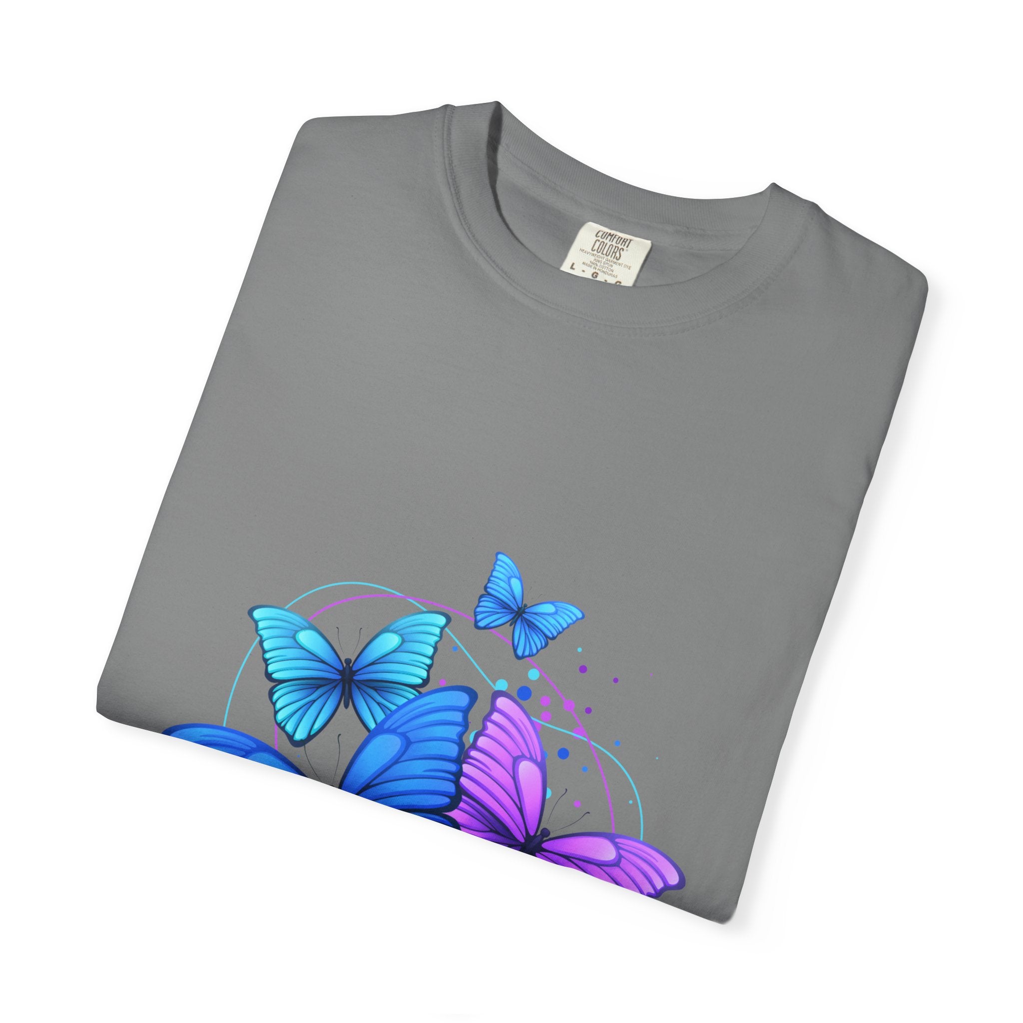 Butterfly Cluster T‑Shirt — Blue & Purple Wings Graphic Tee