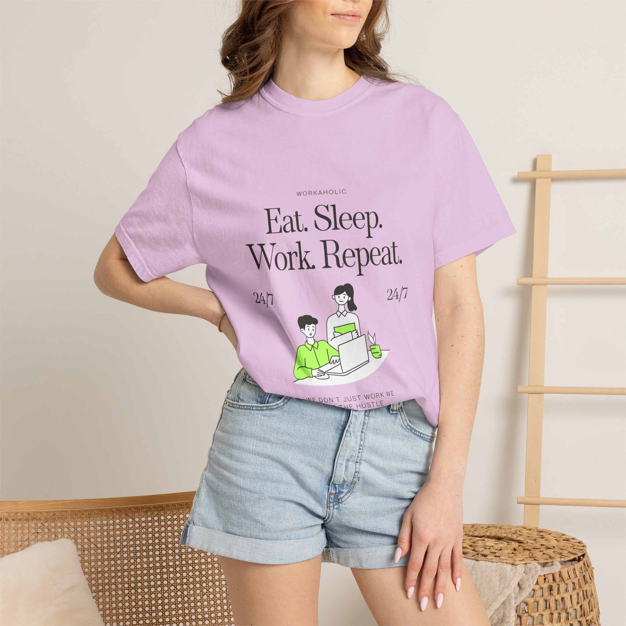 Eat. Sleep. Work. Repeat. Tee — Minimalist Remote Work Graphic T-Shirt
