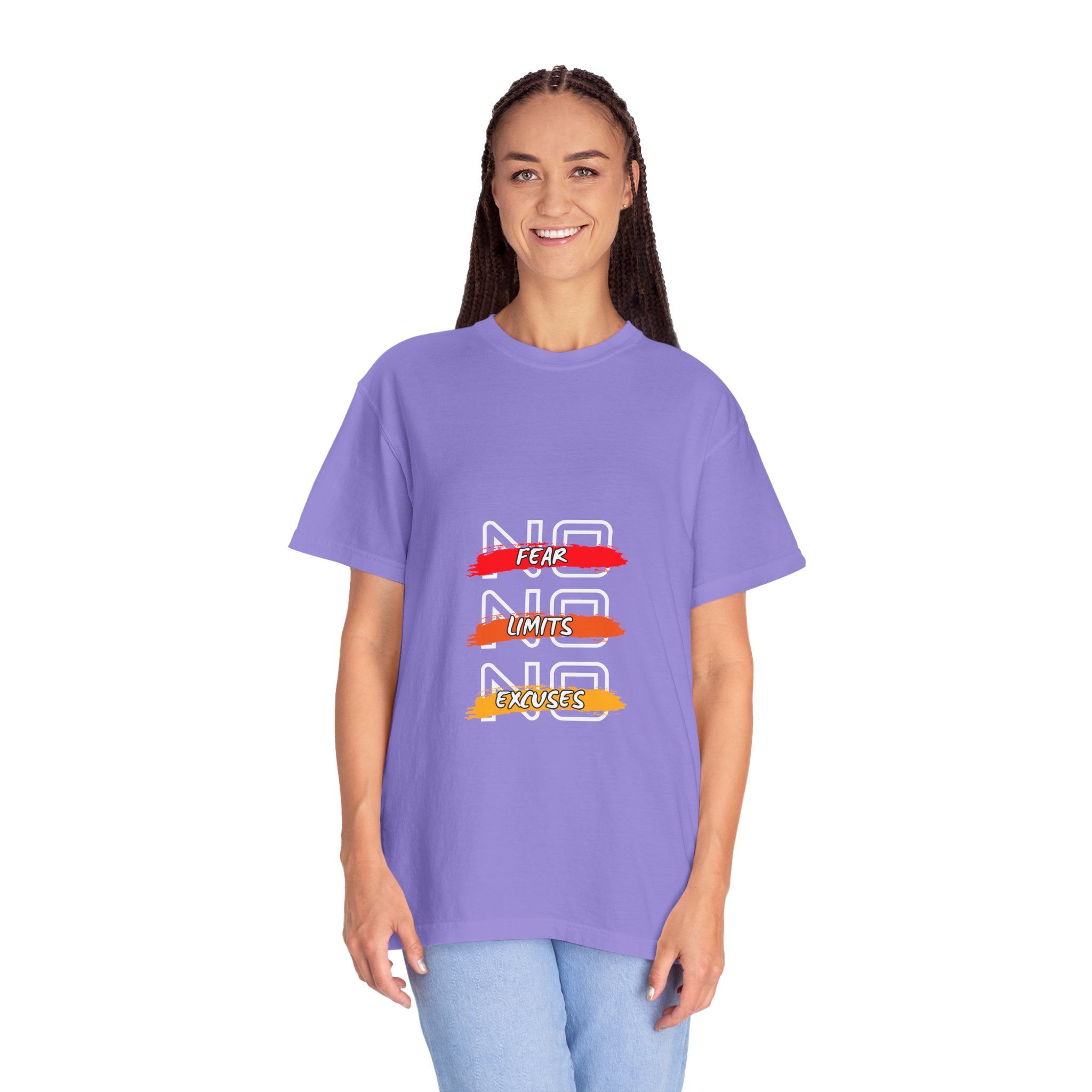 T-Shirt — "No Fear, No Limits, No Excuses" Motivational Graphic Tee