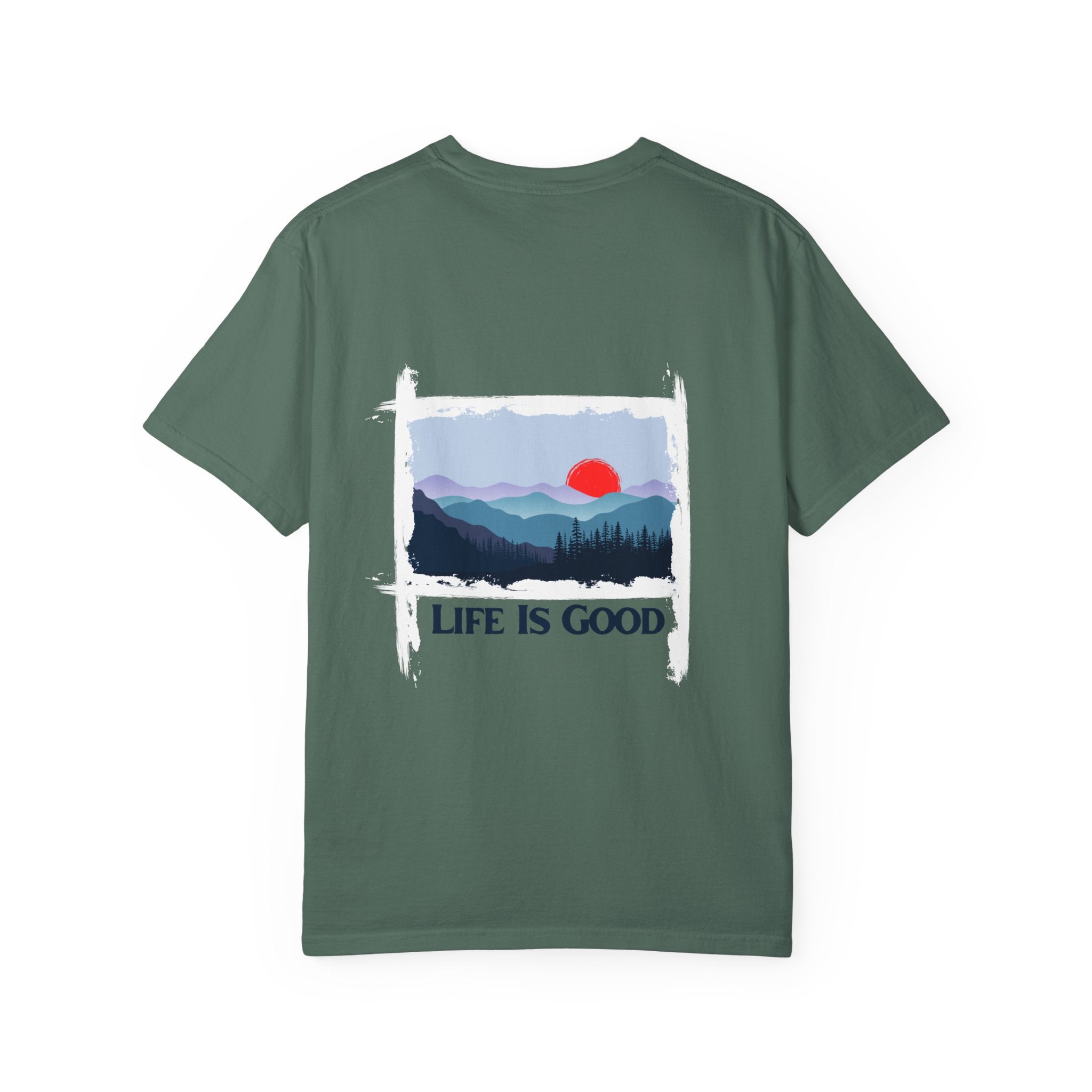 Life Is Good Mountain T-Shirt — Scenic Sunrise Graphic Tee