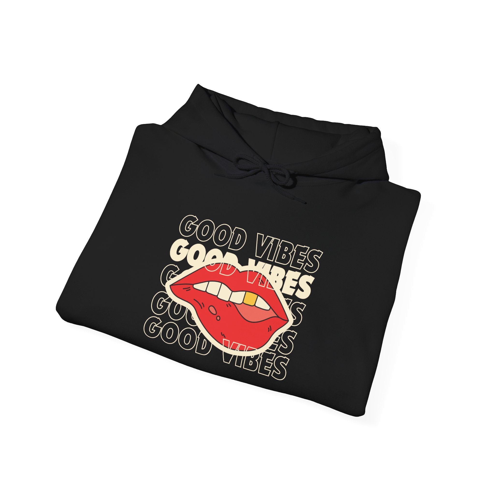 Good Vibes Red Lips Hoodie – Retro Lip Graphic Sweatshirt