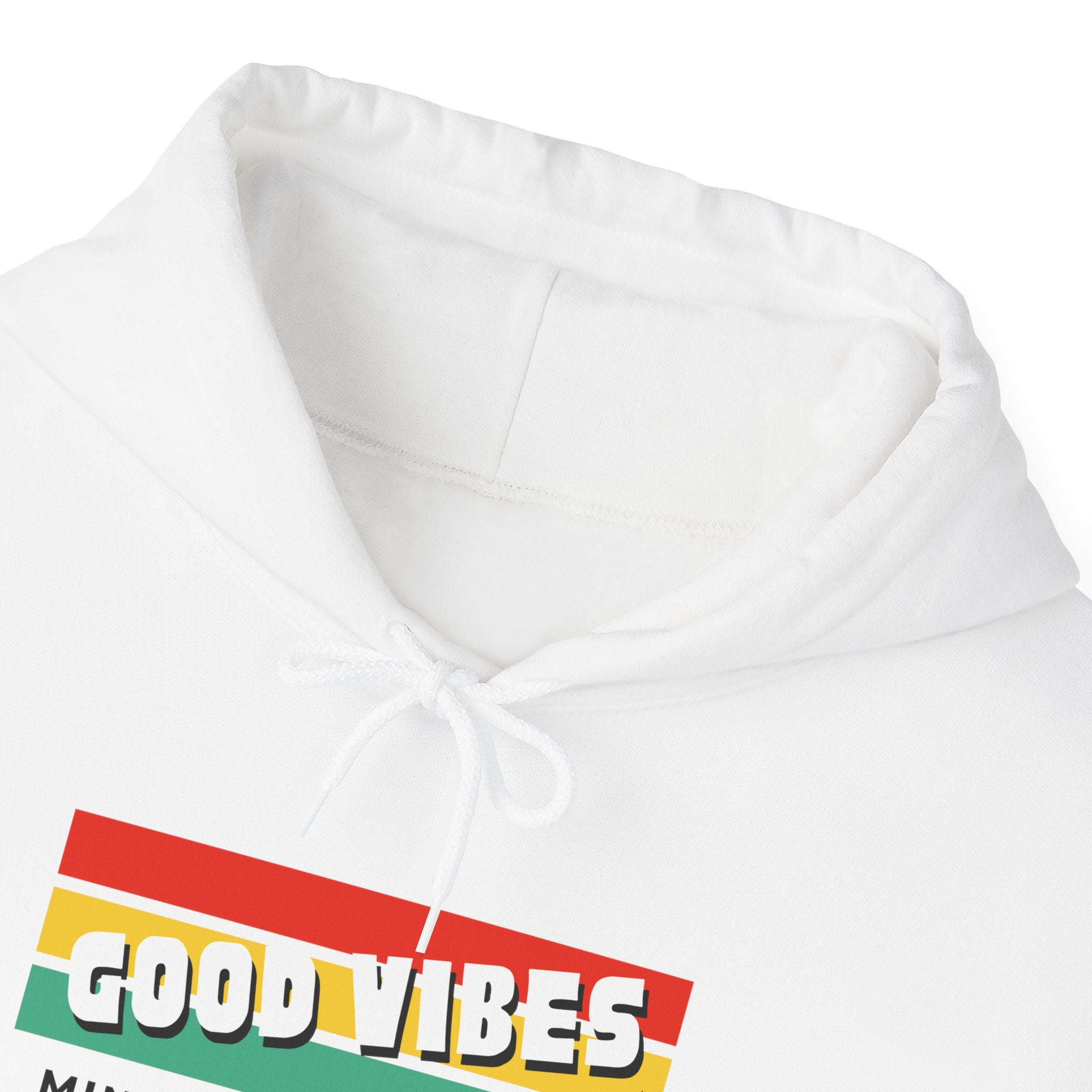 Good Vibes Hoodie — Retro Striped “MIND POSITIVE VIBES • POSITIVE LIFE” Graphic Hoodie