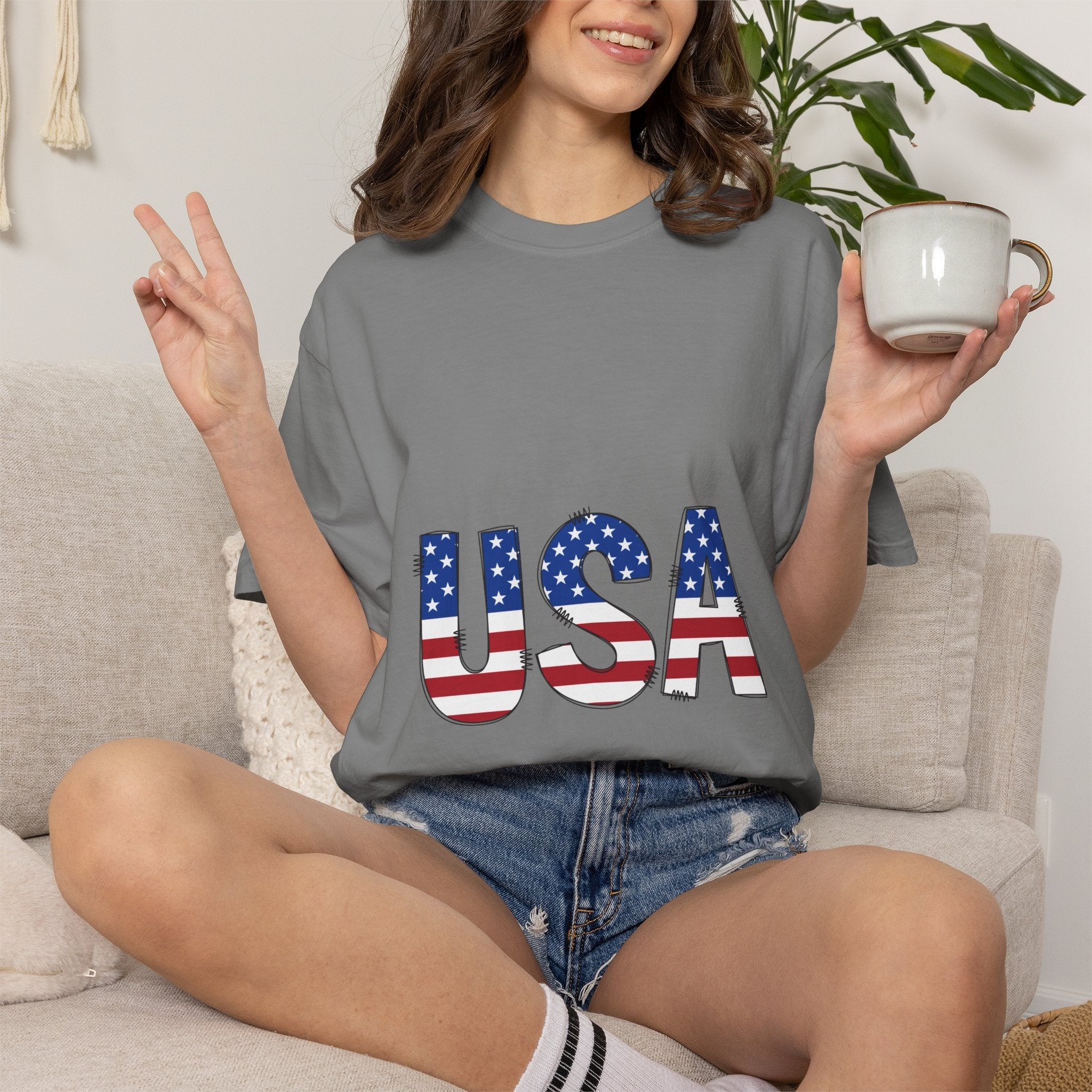 USA Flag Graphic T-Shirt — Patriotic Fourth of July Tee