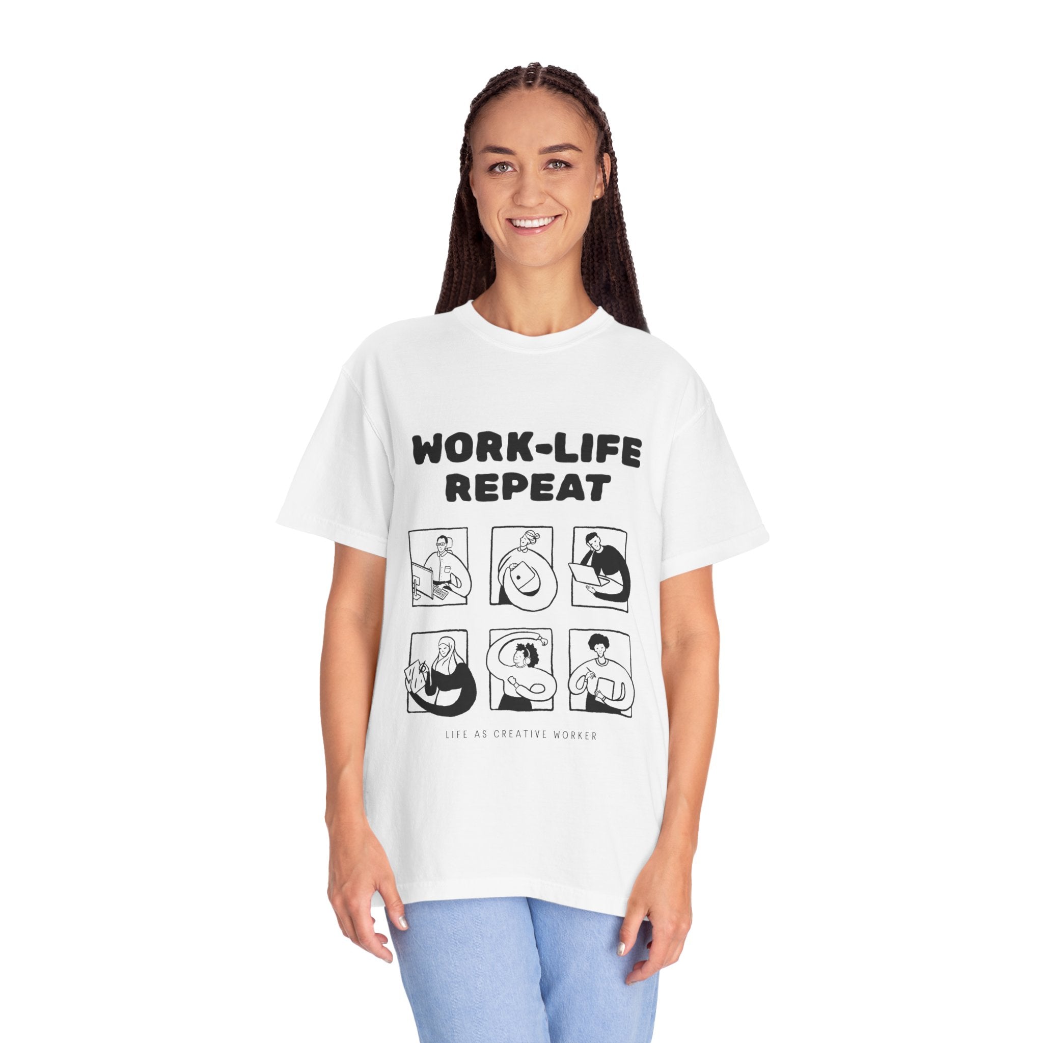 Work-Life Repeat T-Shirt — Minimalist Graphic Tee for Busy Professionals