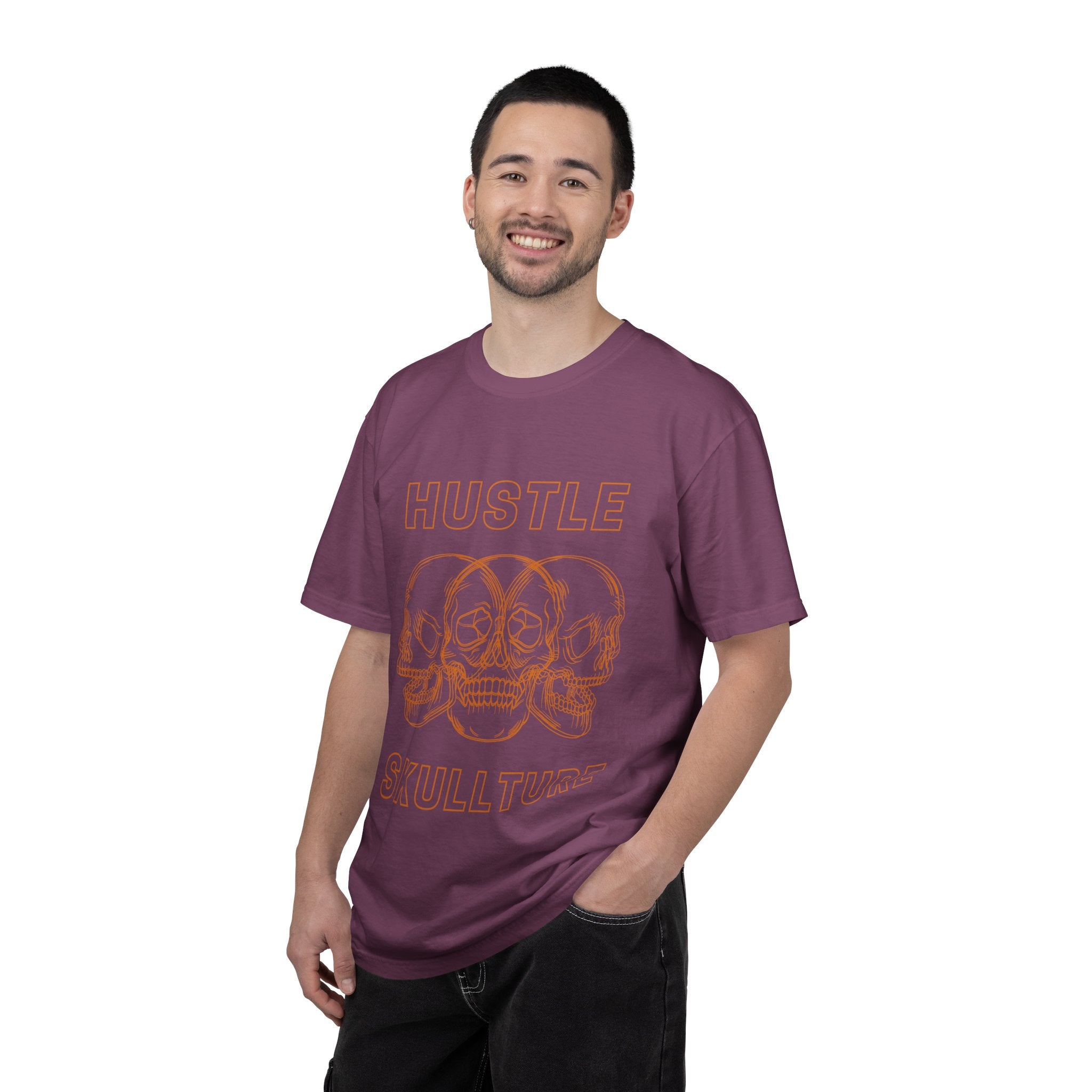 Hustle Skullture Tee — Vintage Skull Graphic T-Shirt for Streetwear & Edgy Style