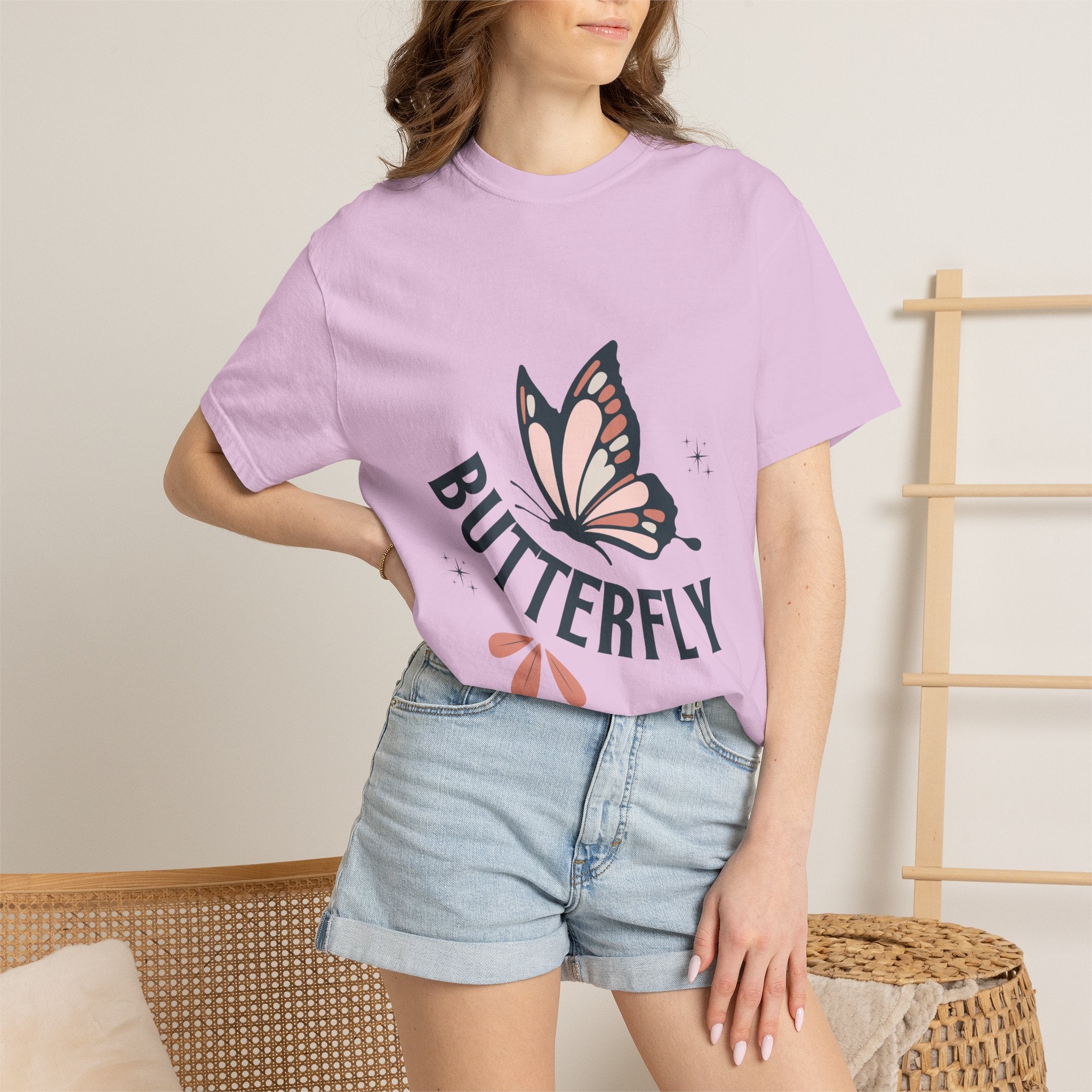 Butterfly Graphic T-Shirt — Pink Monarch Floral Tee