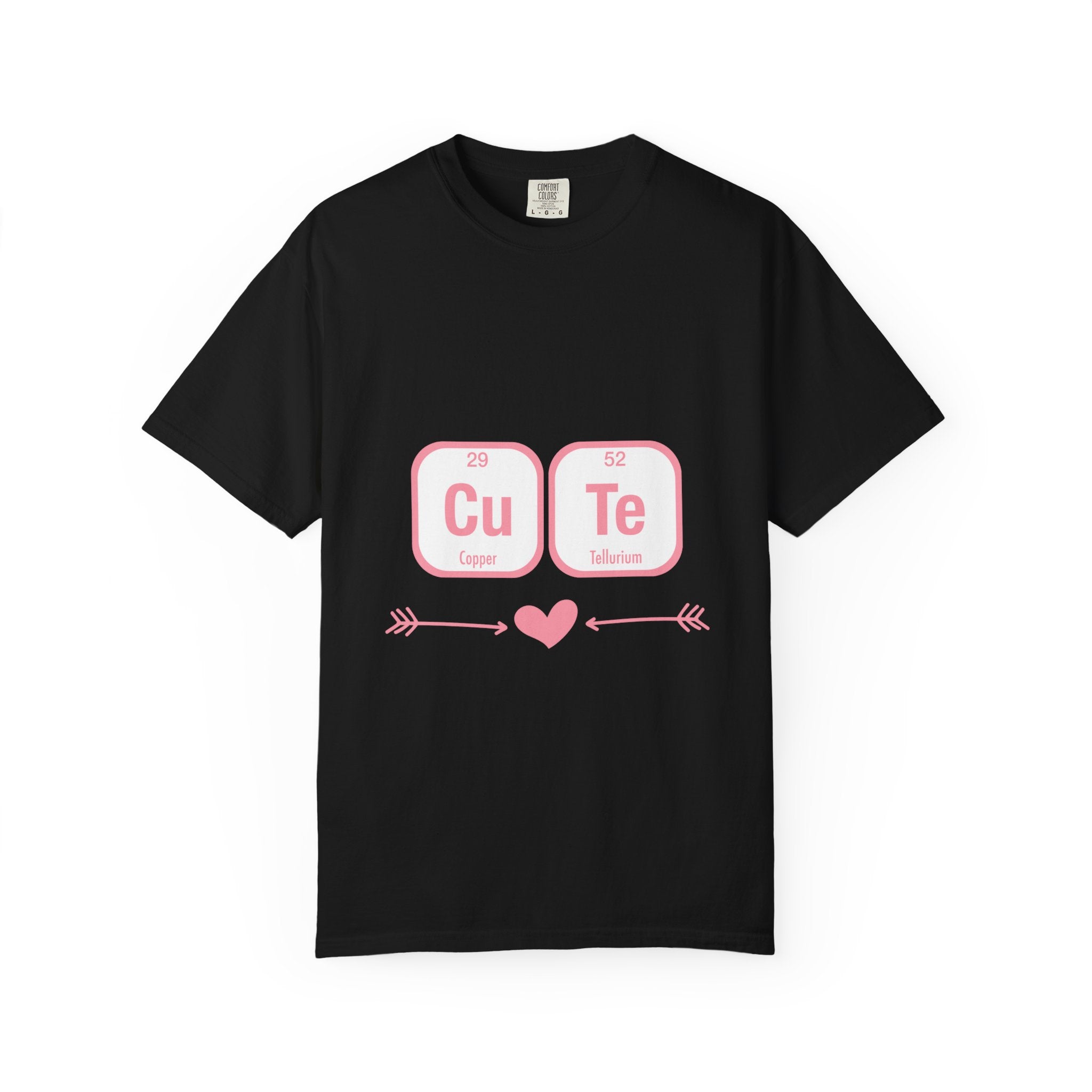 Cute Chemistry Tee — "Cu Te" Element Heart Graphic T-Shirt