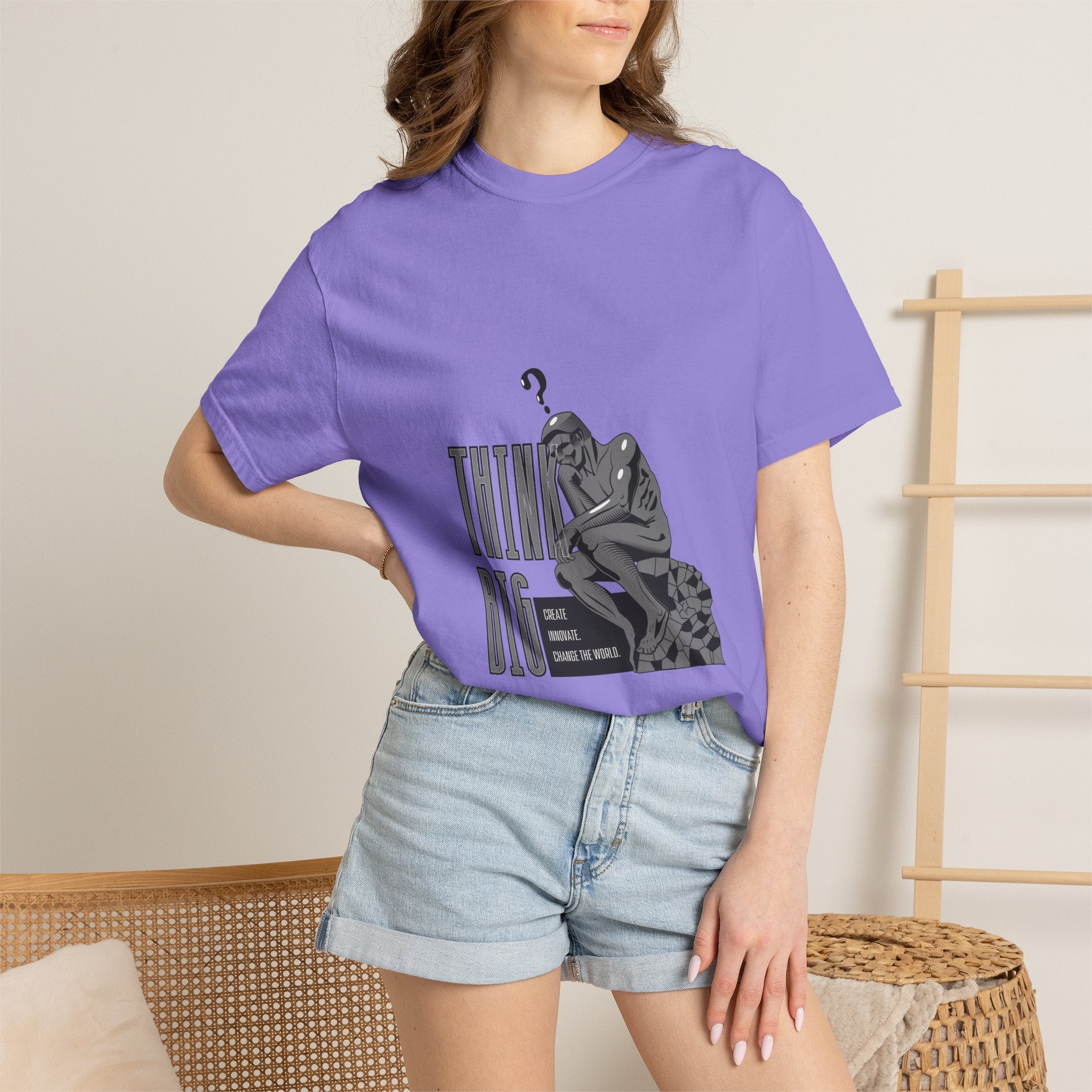 Think Big T-Shirt — Motivational Graphic Tee with Thinking Man Design