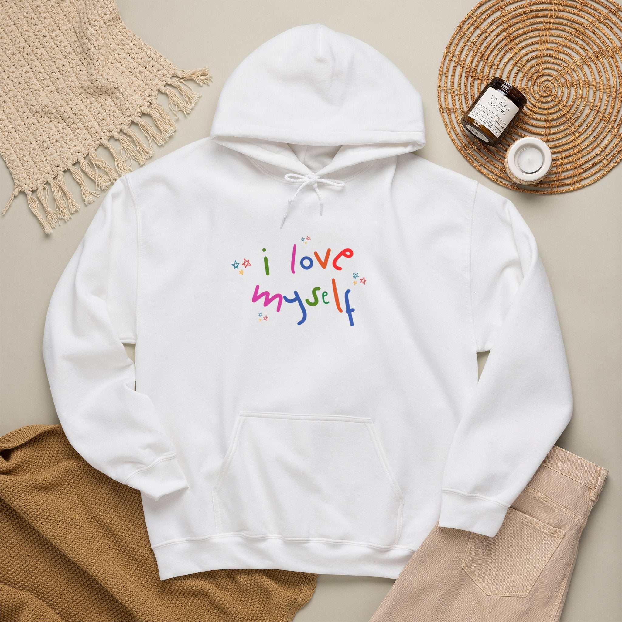I Love Myself Hoodie — Rainbow Self-Love Graphic Sweatshirt