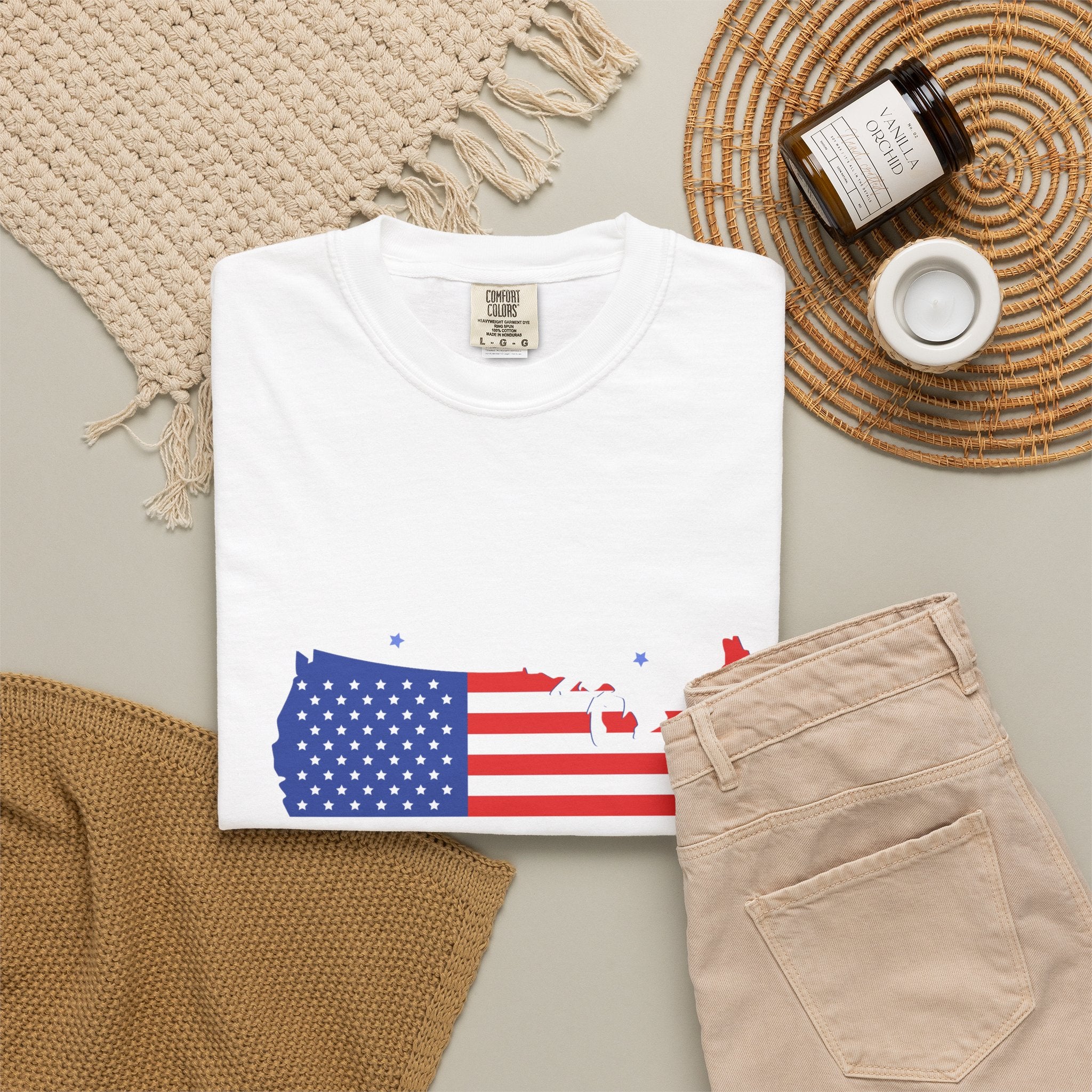United States Flag Map T-Shirt — Patriotic USA Graphic Tee for 4th of July