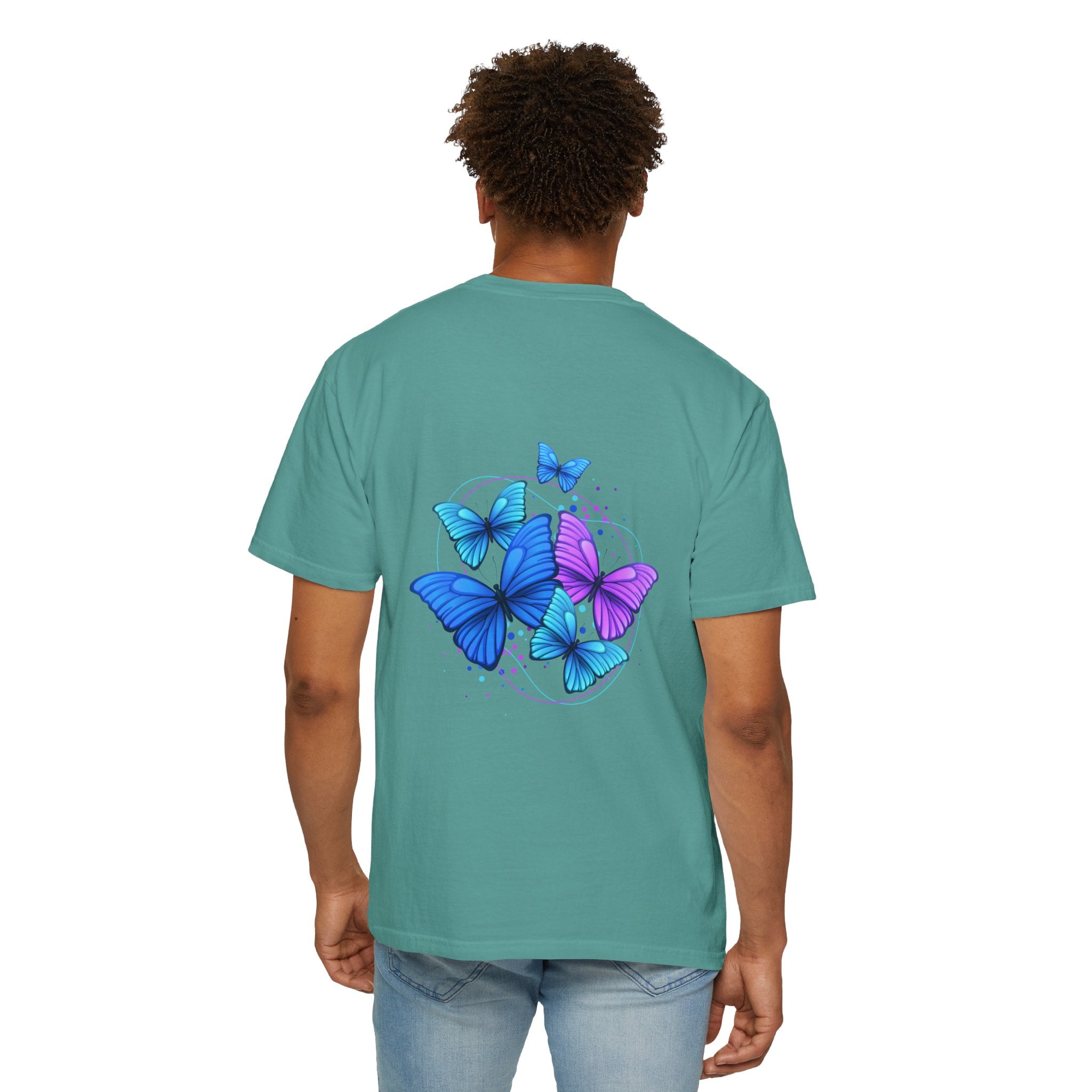 Butterfly Cluster T‑Shirt — Blue & Purple Wings Graphic Tee