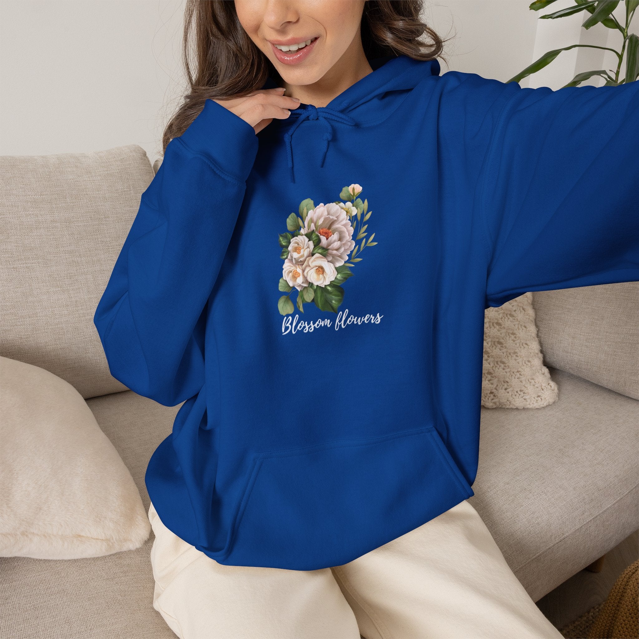 Floral 'Blossom Flowers' Hoodie – Soft Vintage Rose Graphic