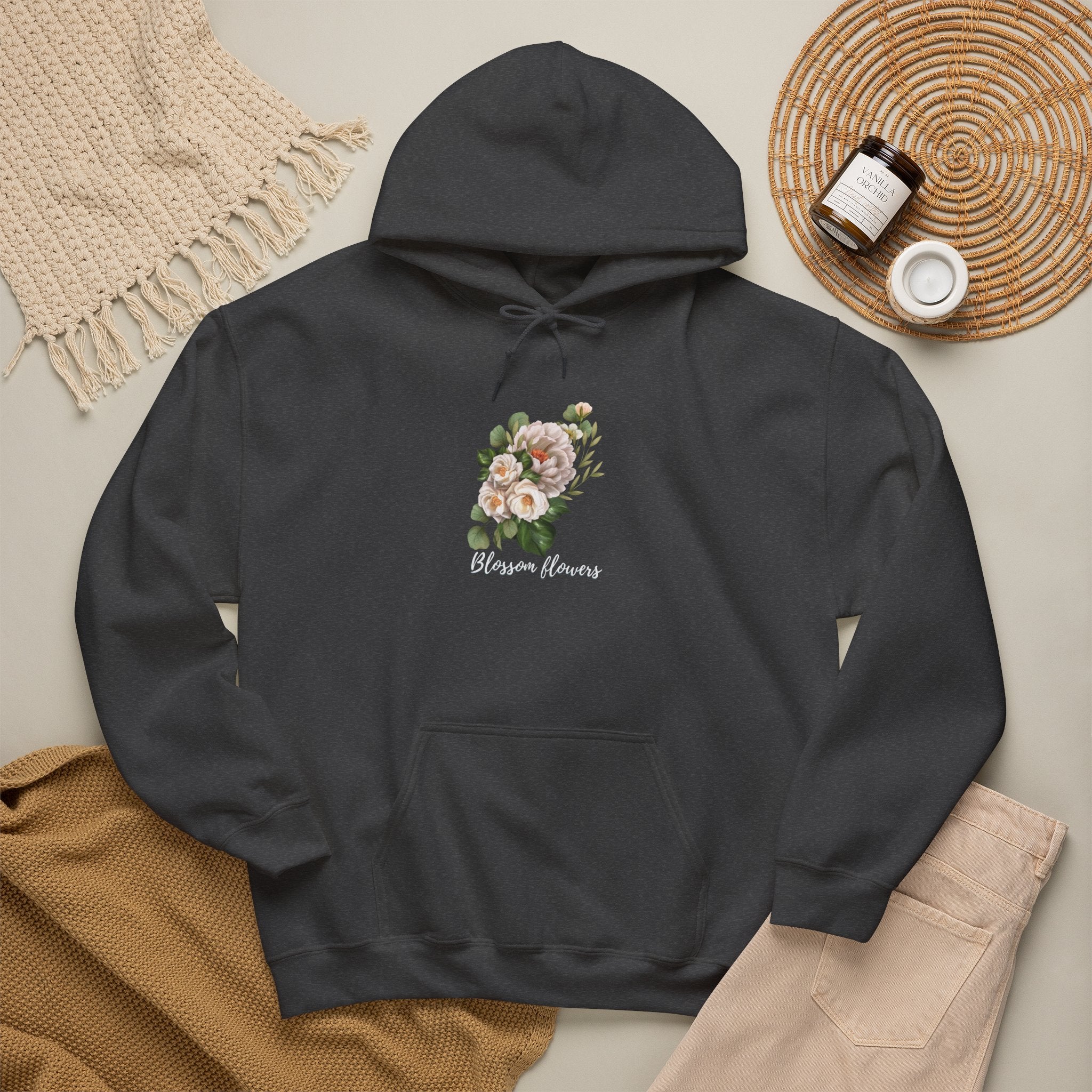 Floral 'Blossom Flowers' Hoodie – Soft Vintage Rose Graphic