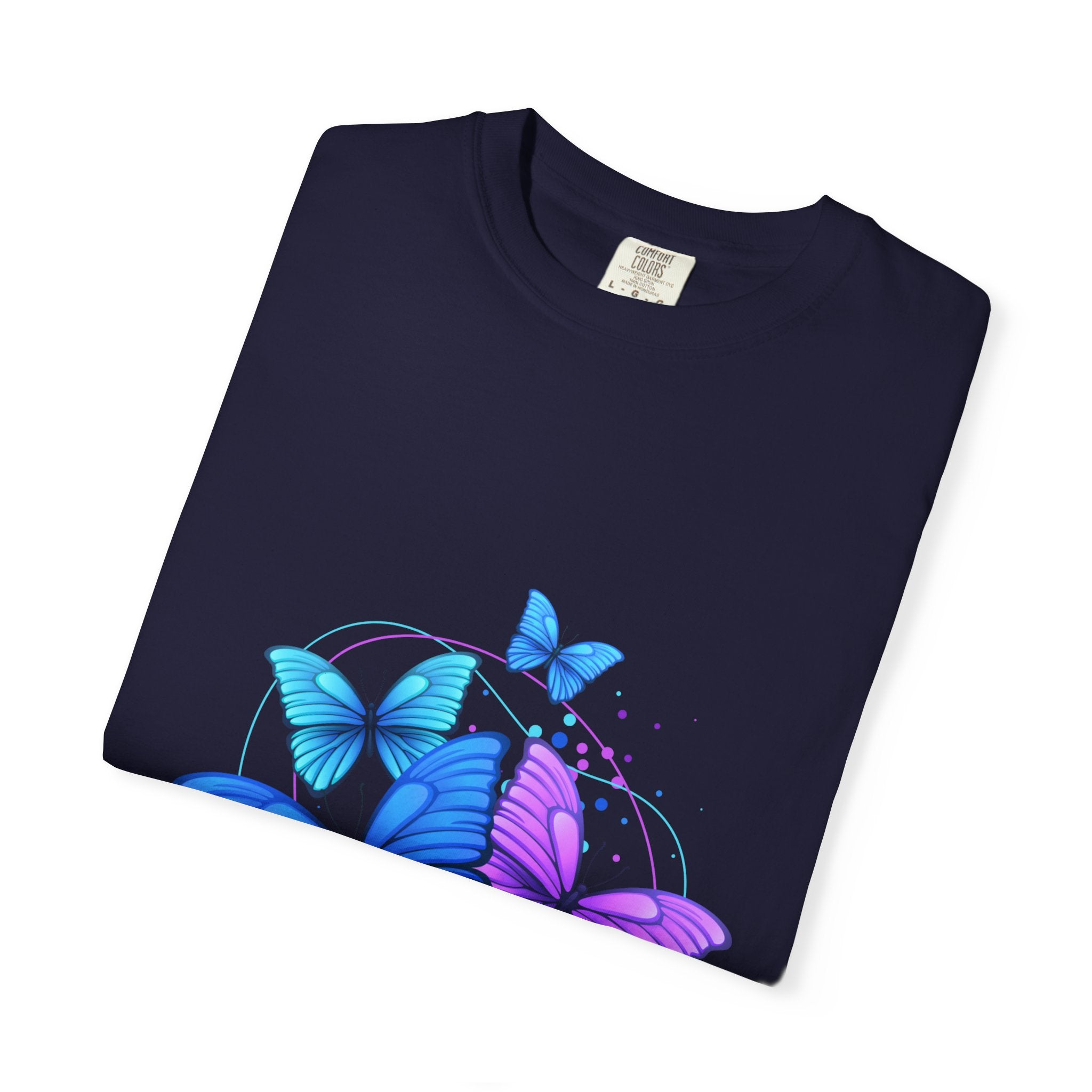 Butterfly Cluster T‑Shirt — Blue & Purple Wings Graphic Tee