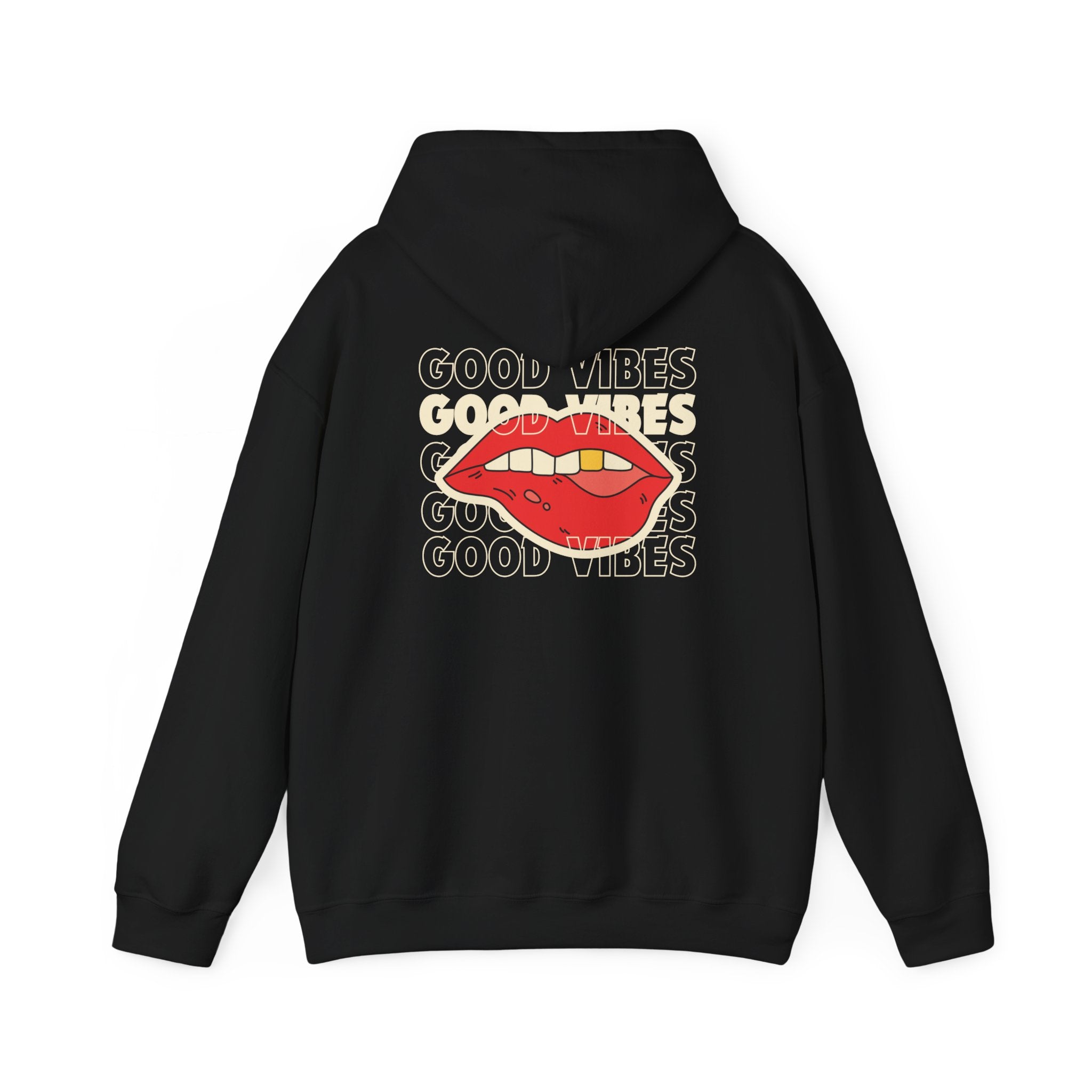 Good Vibes Red Lips Hoodie – Retro Lip Graphic Sweatshirt