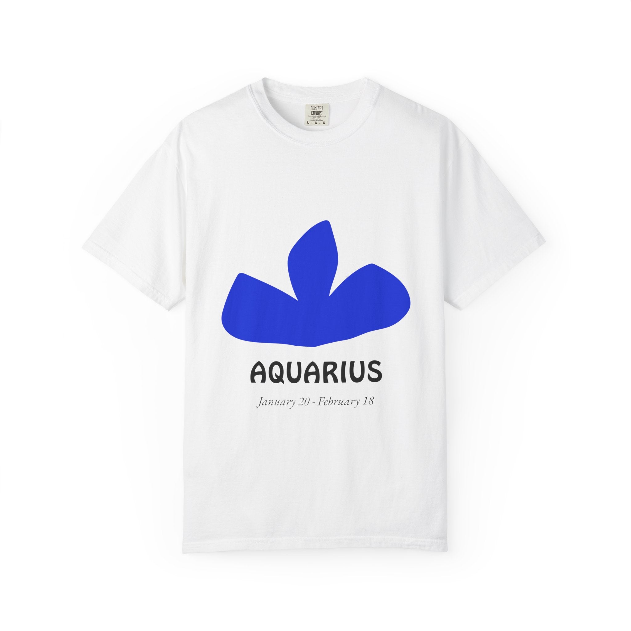 Aquarius Zodiac T-Shirt — Bold Blue Symbol, January 20–February 18 Astrology Tee