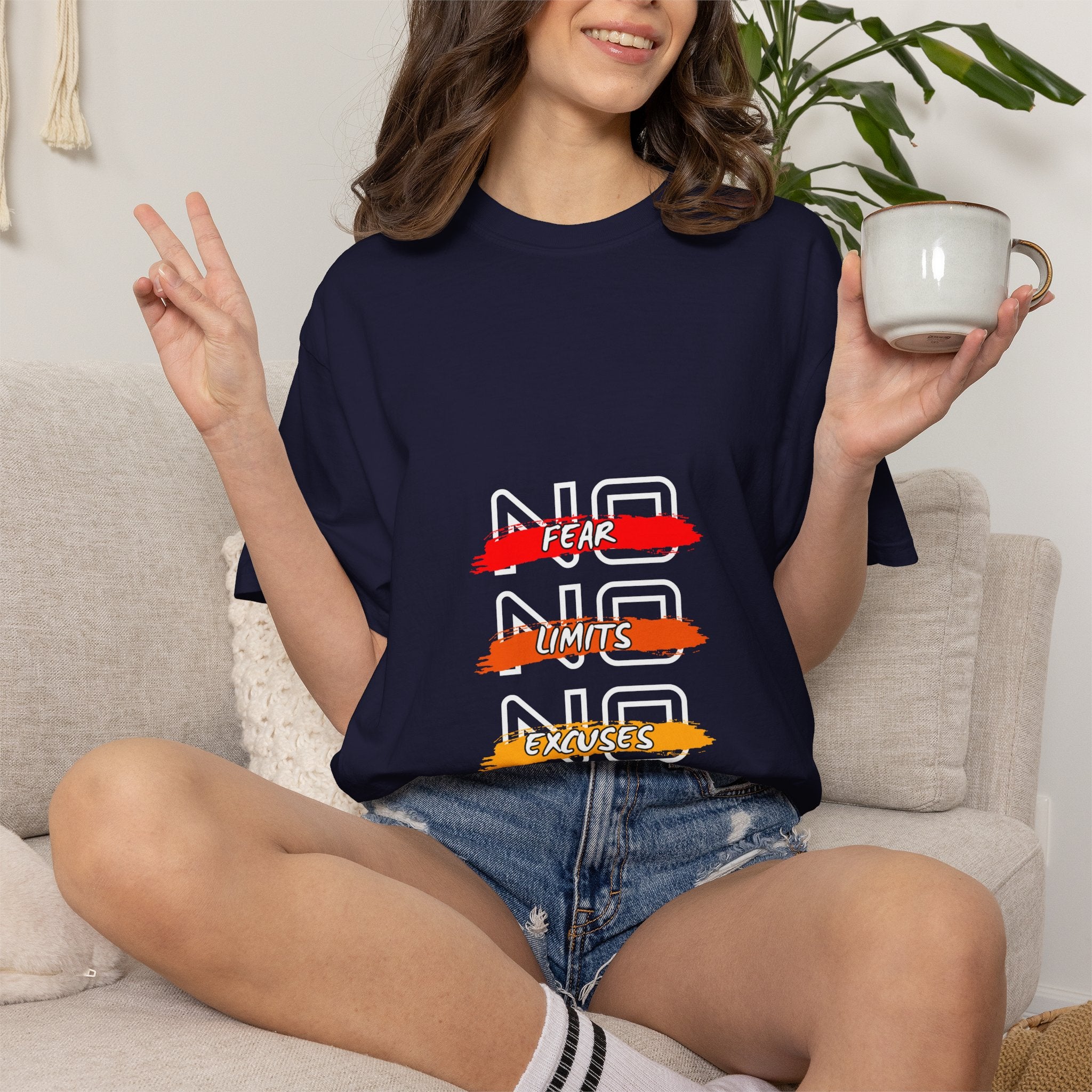 T-Shirt — "No Fear, No Limits, No Excuses" Motivational Graphic Tee