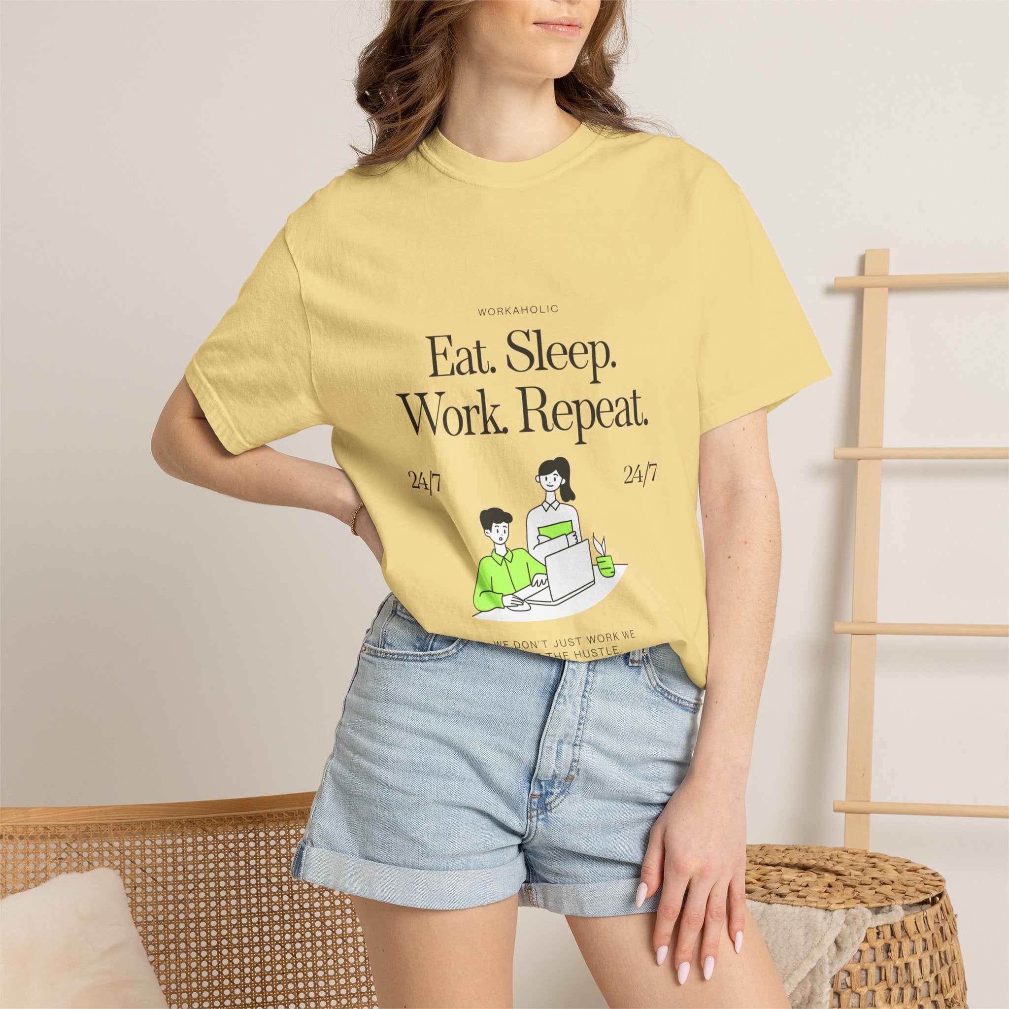 Eat. Sleep. Work. Repeat. Tee — Minimalist Remote Work Graphic T-Shirt