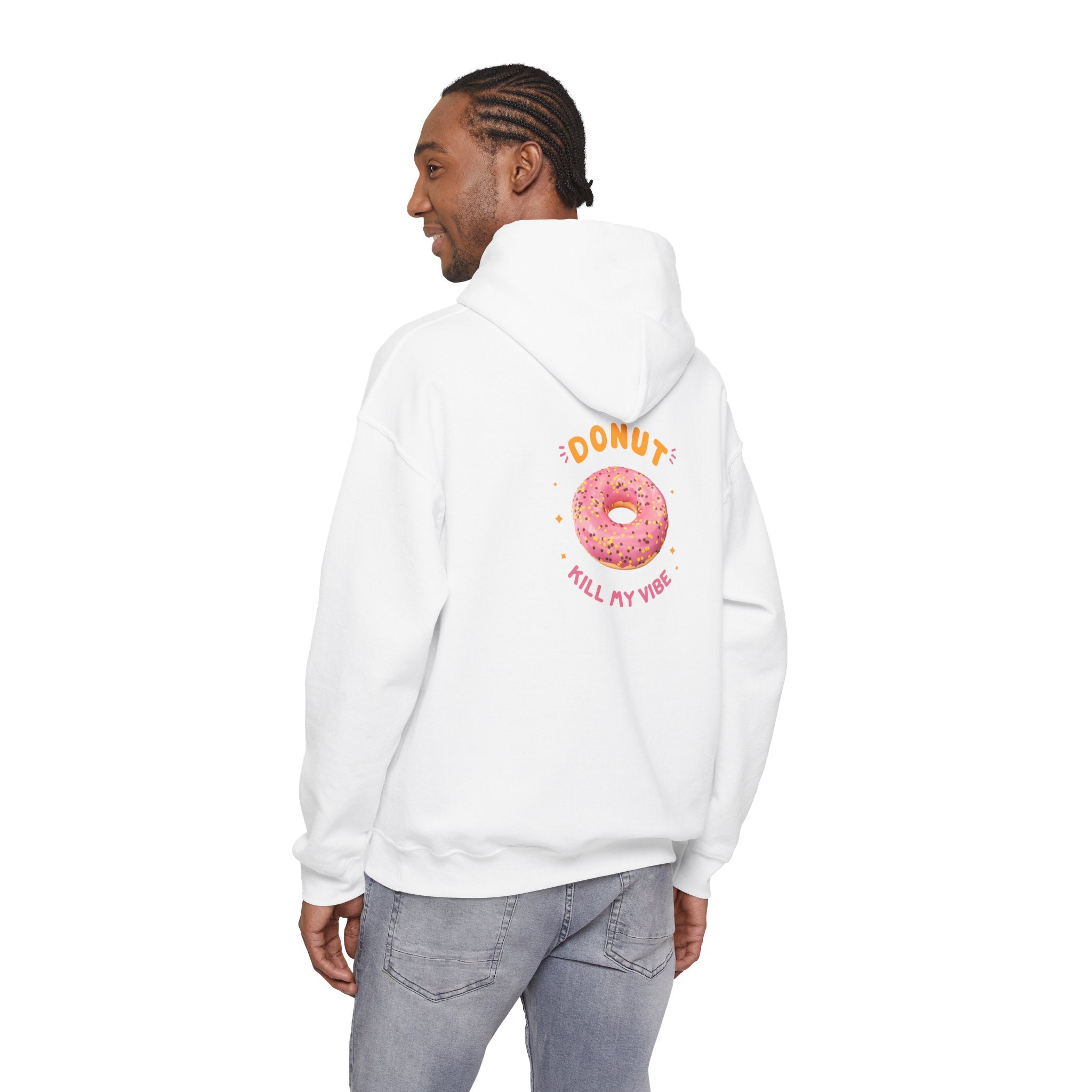 Donut Kill My Vibe Hoodie — Cute Pink Sprinkle Doughnut Graphic Pullover