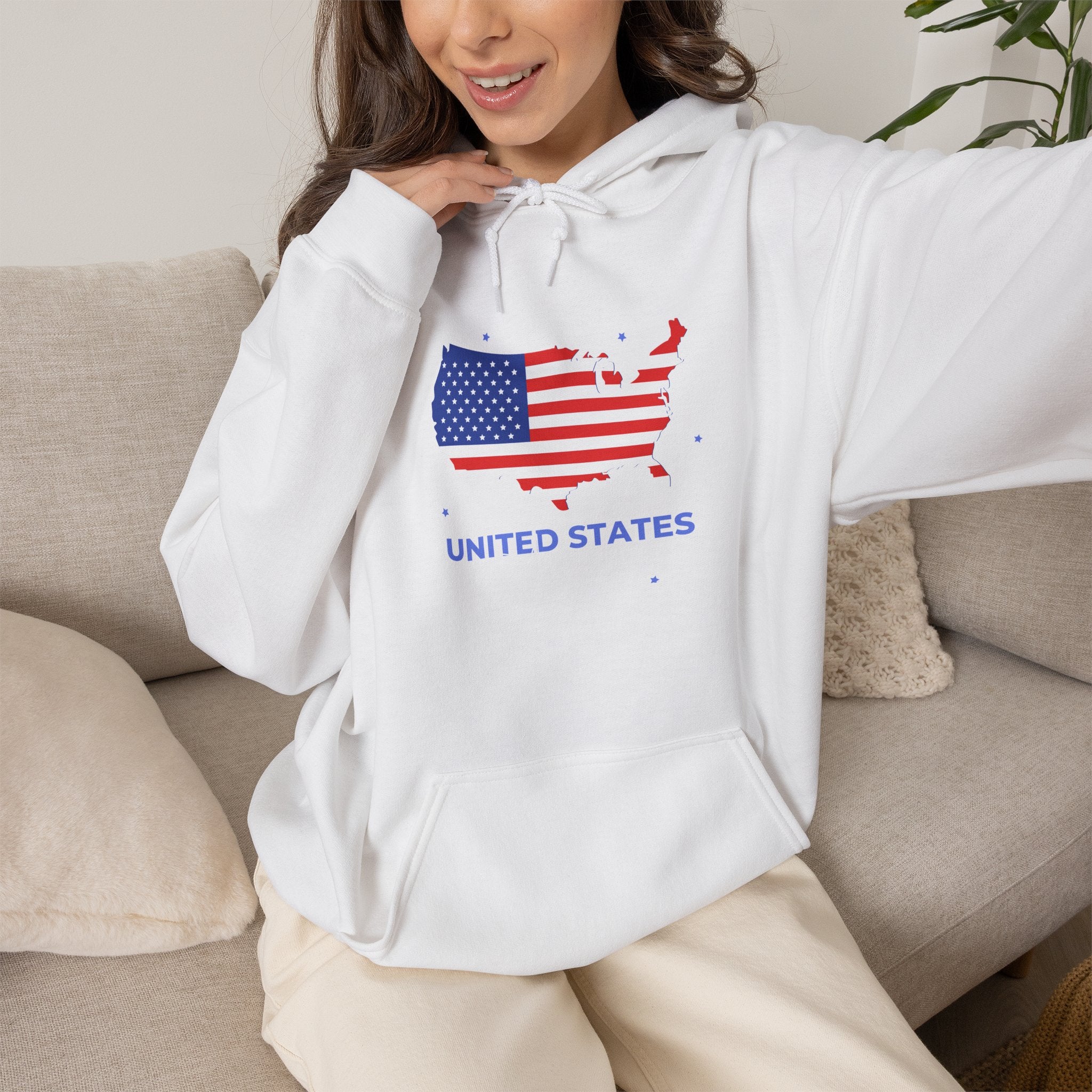 United States Flag Map Hoodie - Patriotic USA Map Sweatshirt