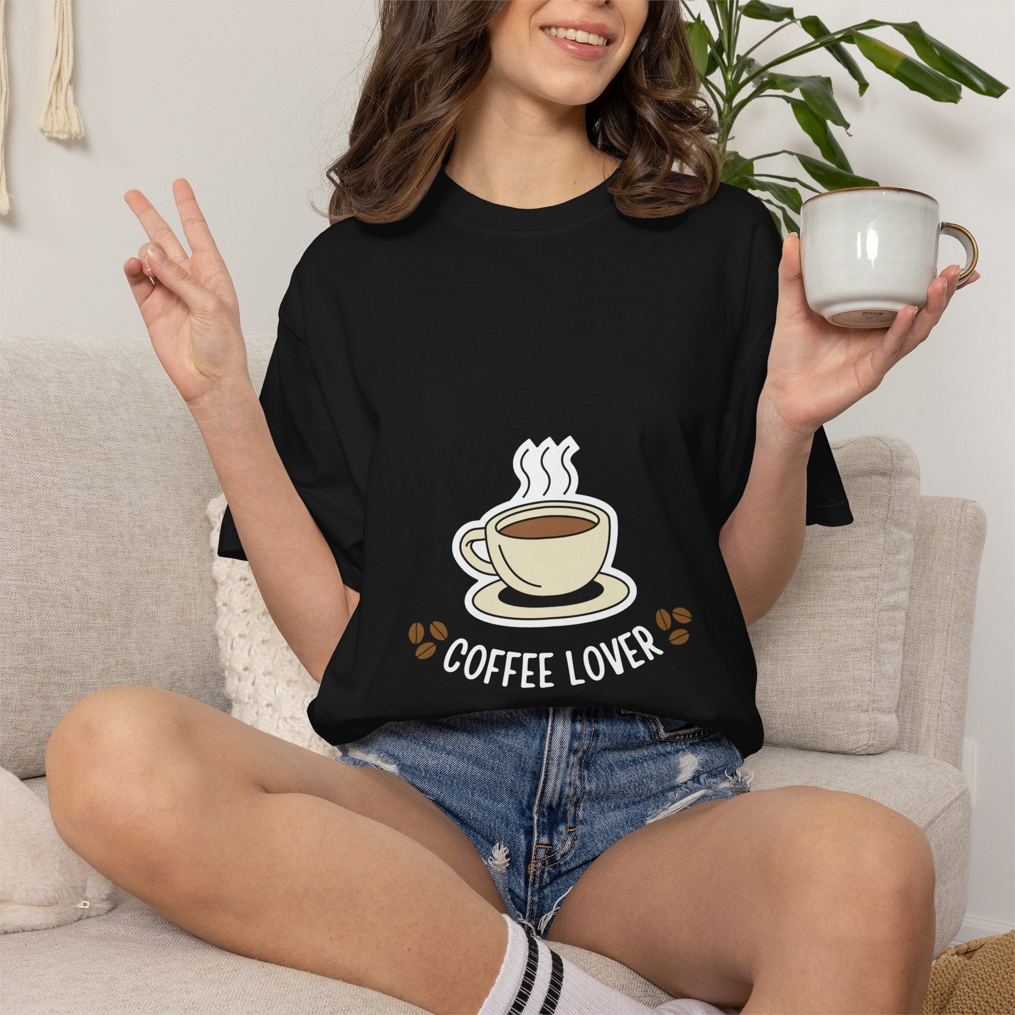 Coffee Lover T-Shirt — Cute Steaming Cup Graphic Tee for Coffee Fans