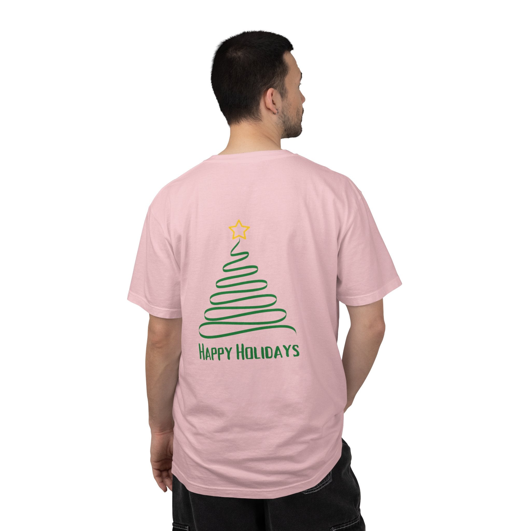 Holiday Spiral Christmas Tree T-Shirt — "Happy Holidays" Minimalist Graphic