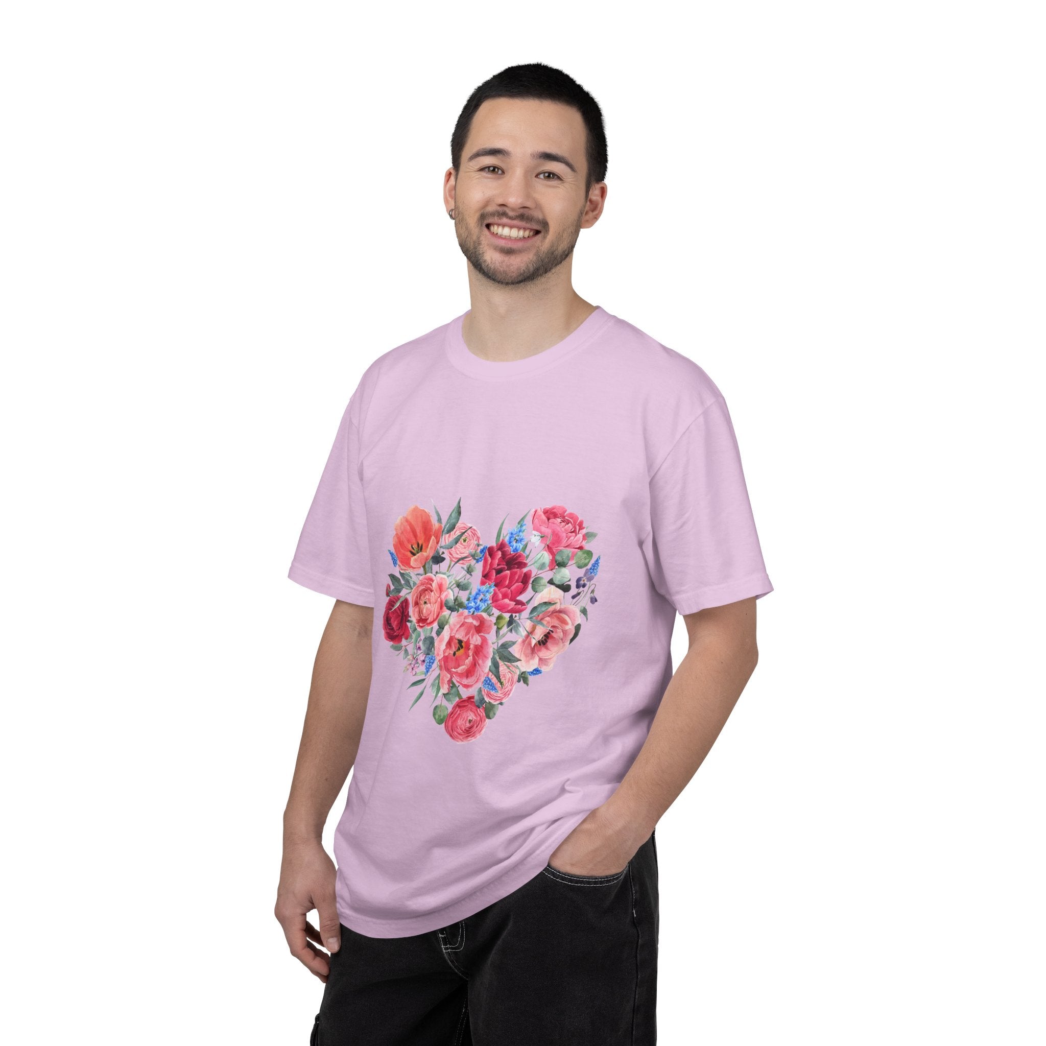 Floral Heart T-Shirt – Watercolor Rose Heart Graphic Tee (Valentine’s Day, Mother's Day)