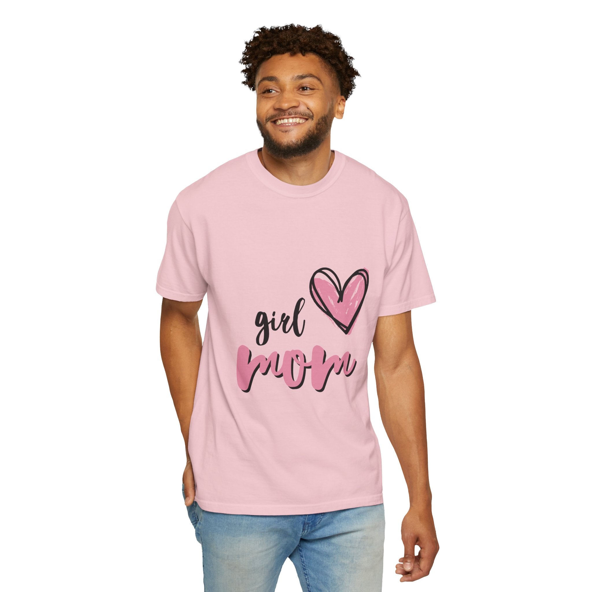 Girl Mom T-Shirt — Pink Heart Mom Shirt for New & Proud Mothers