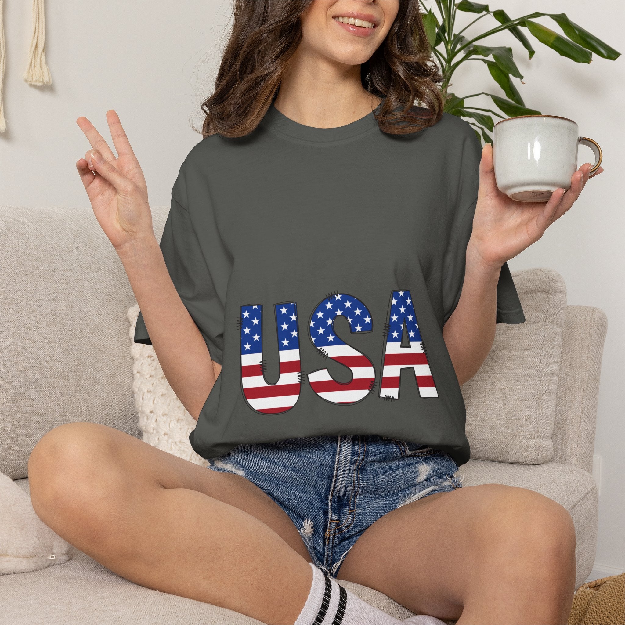 USA Flag Graphic T-Shirt — Patriotic Fourth of July Tee