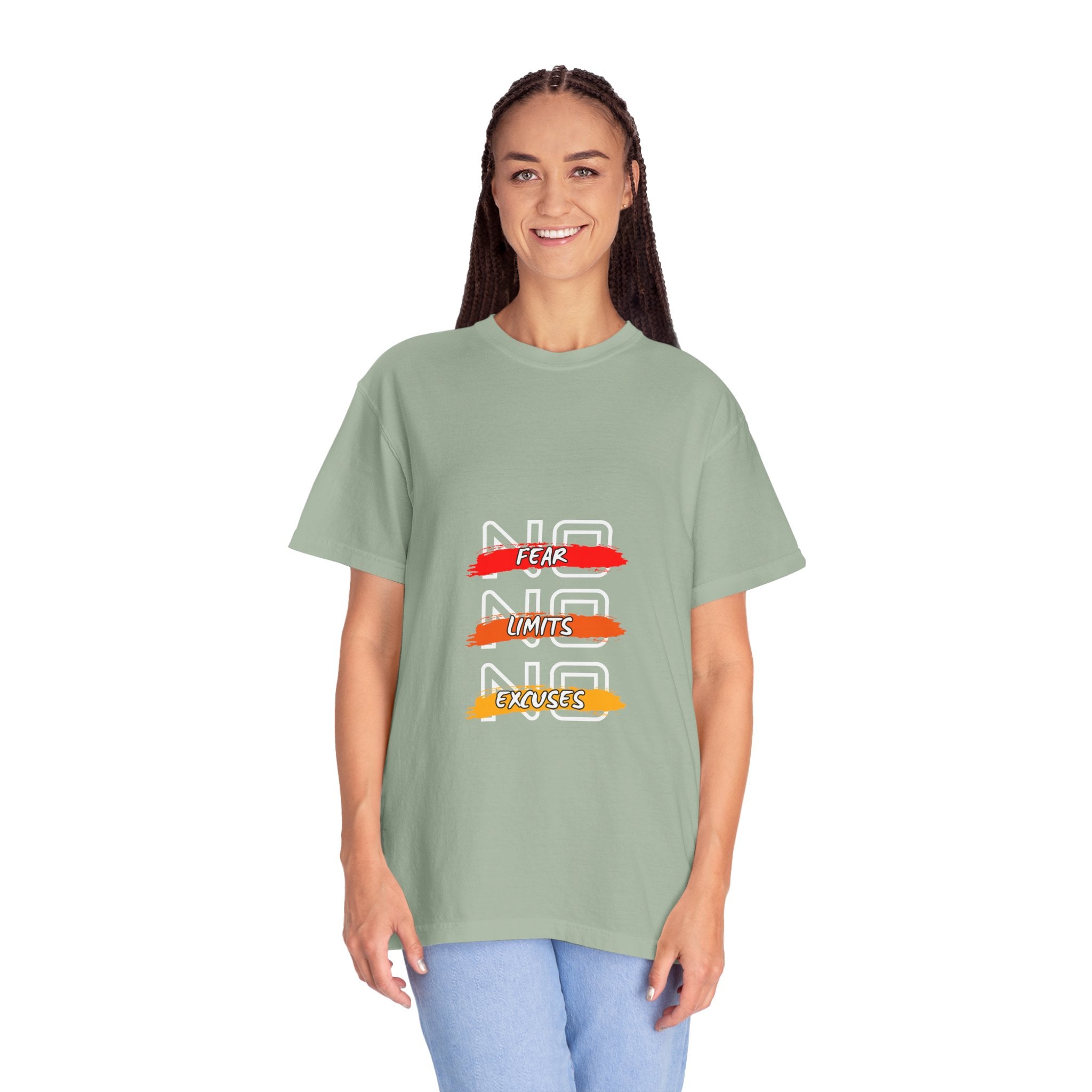 T-Shirt — "No Fear, No Limits, No Excuses" Motivational Graphic Tee