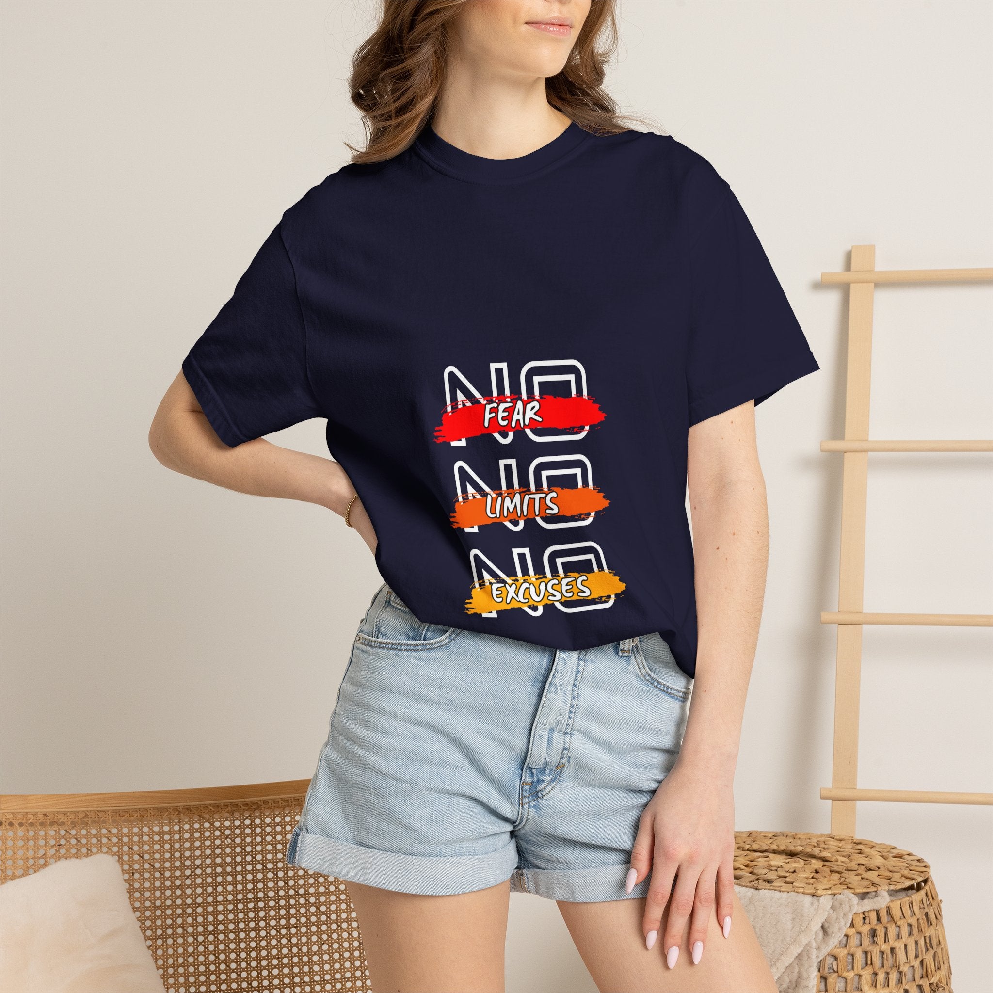 T-Shirt — "No Fear, No Limits, No Excuses" Motivational Graphic Tee