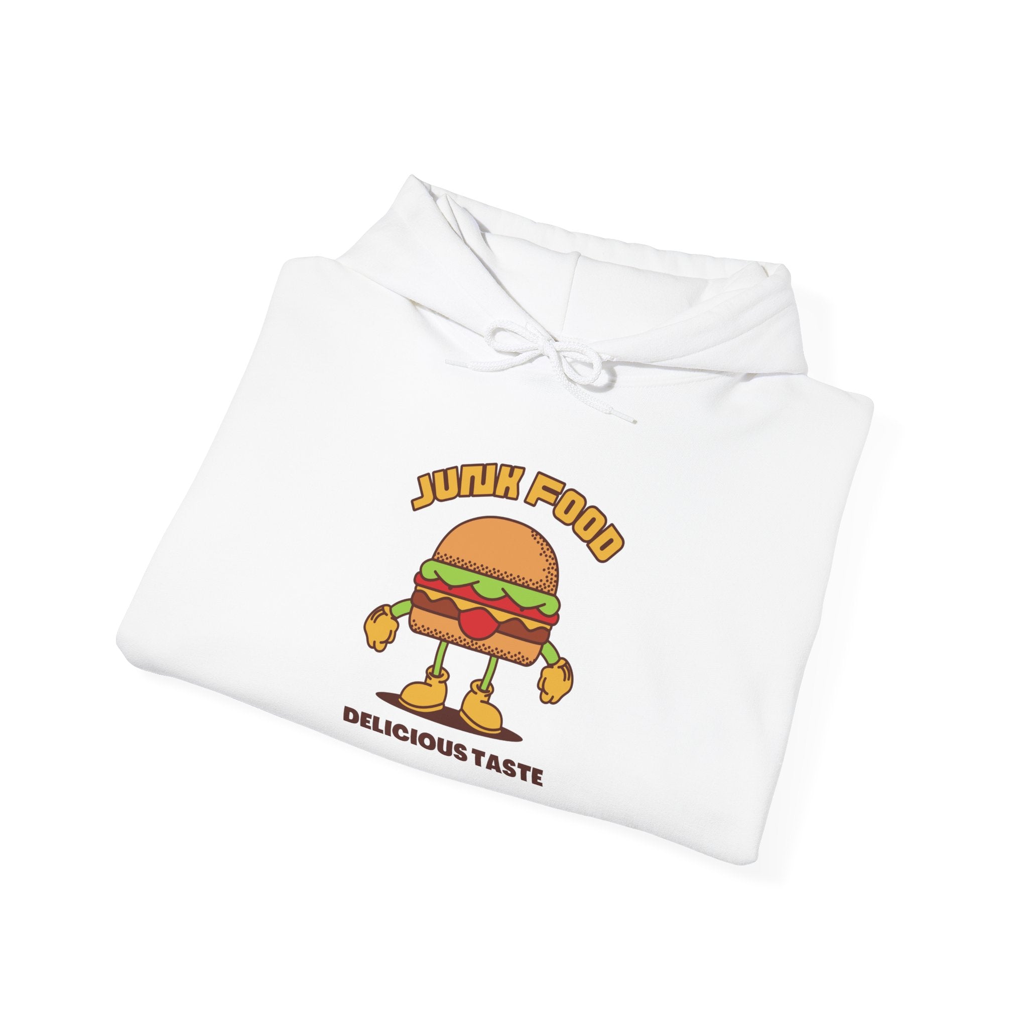 Burger Cartoon Hoodie - "Junk Food Delicious Taste" Funny Food Lover Pullover