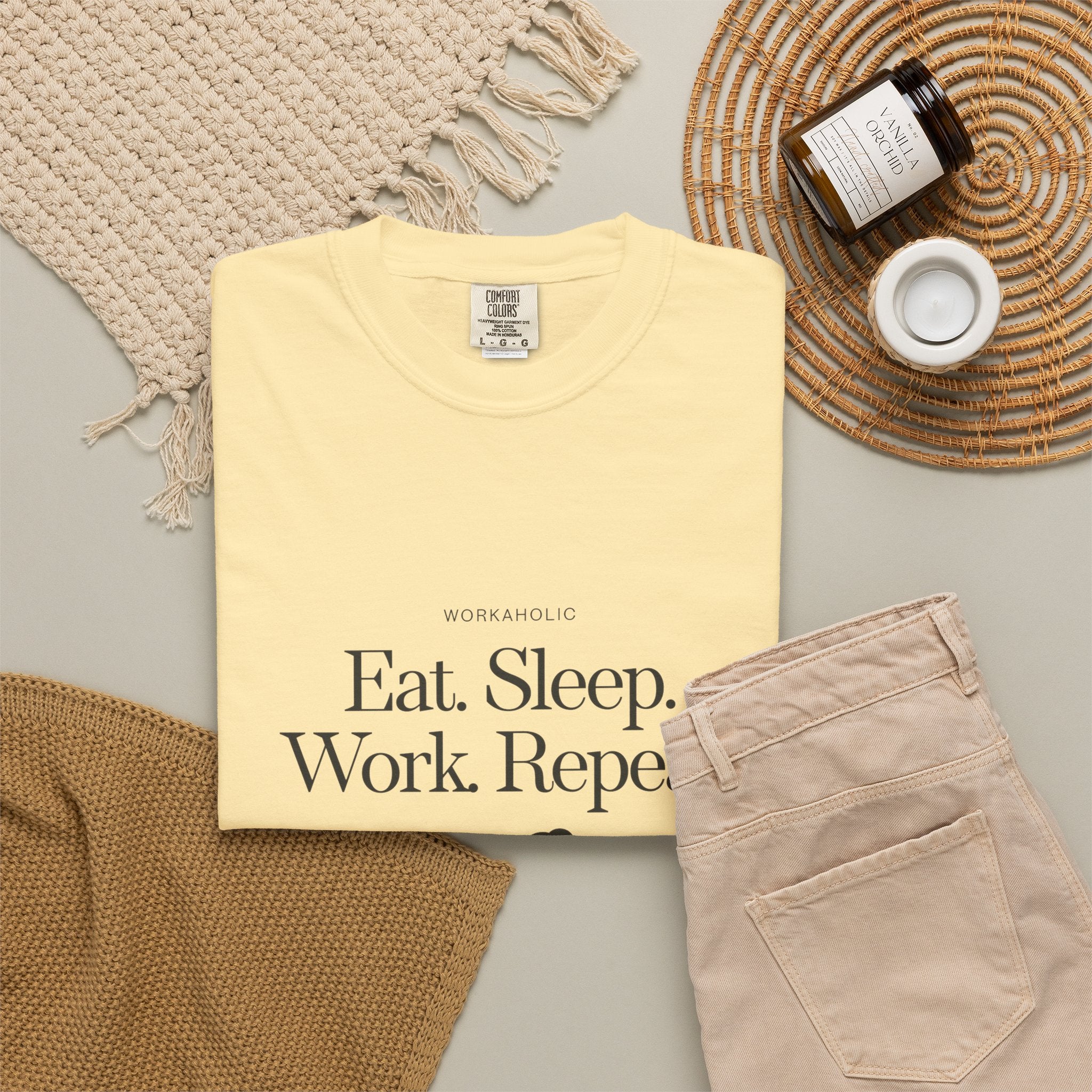 Eat. Sleep. Work. Repeat. Tee — Minimalist Remote Work Graphic T-Shirt