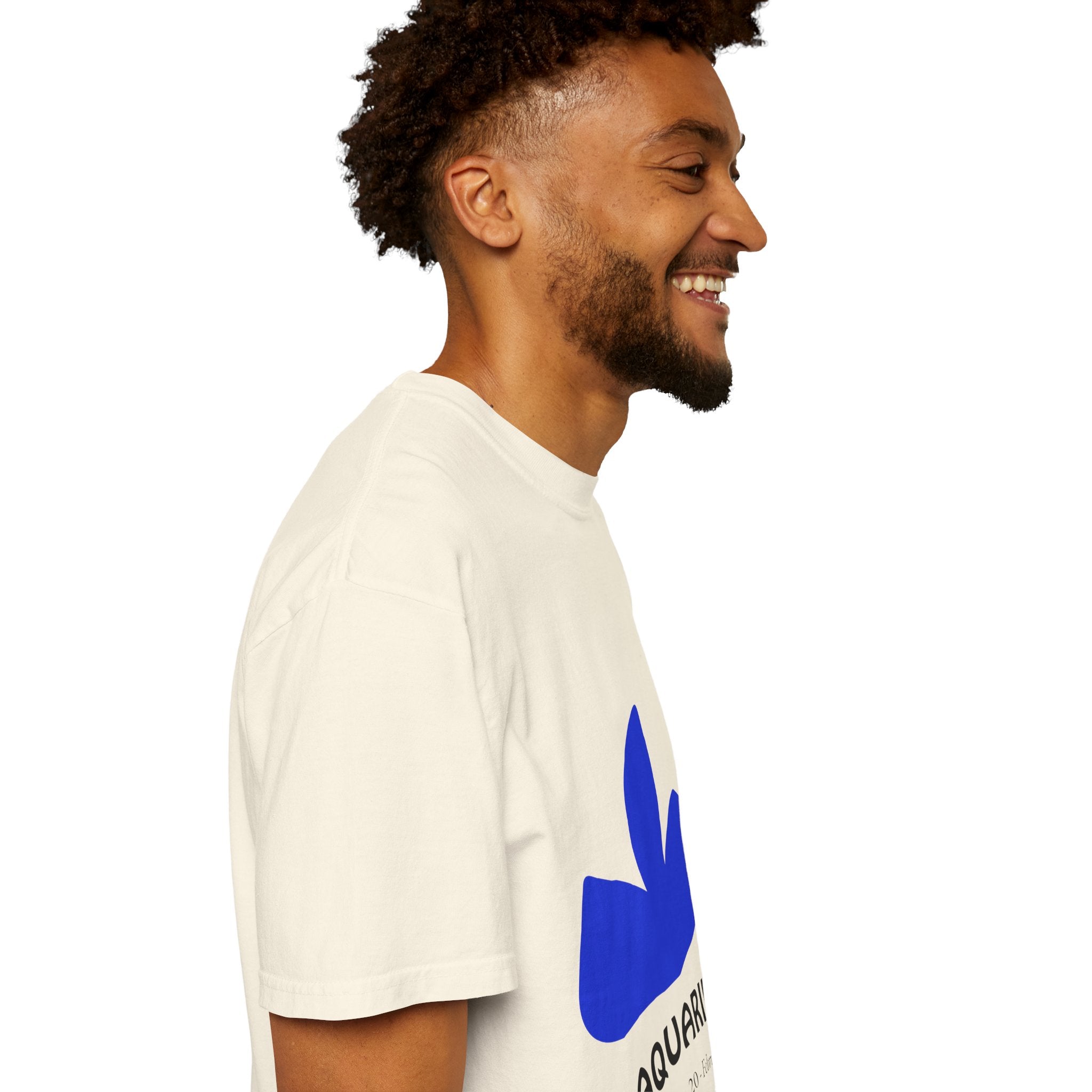 Aquarius Zodiac T-Shirt — Bold Blue Symbol, January 20–February 18 Astrology Tee