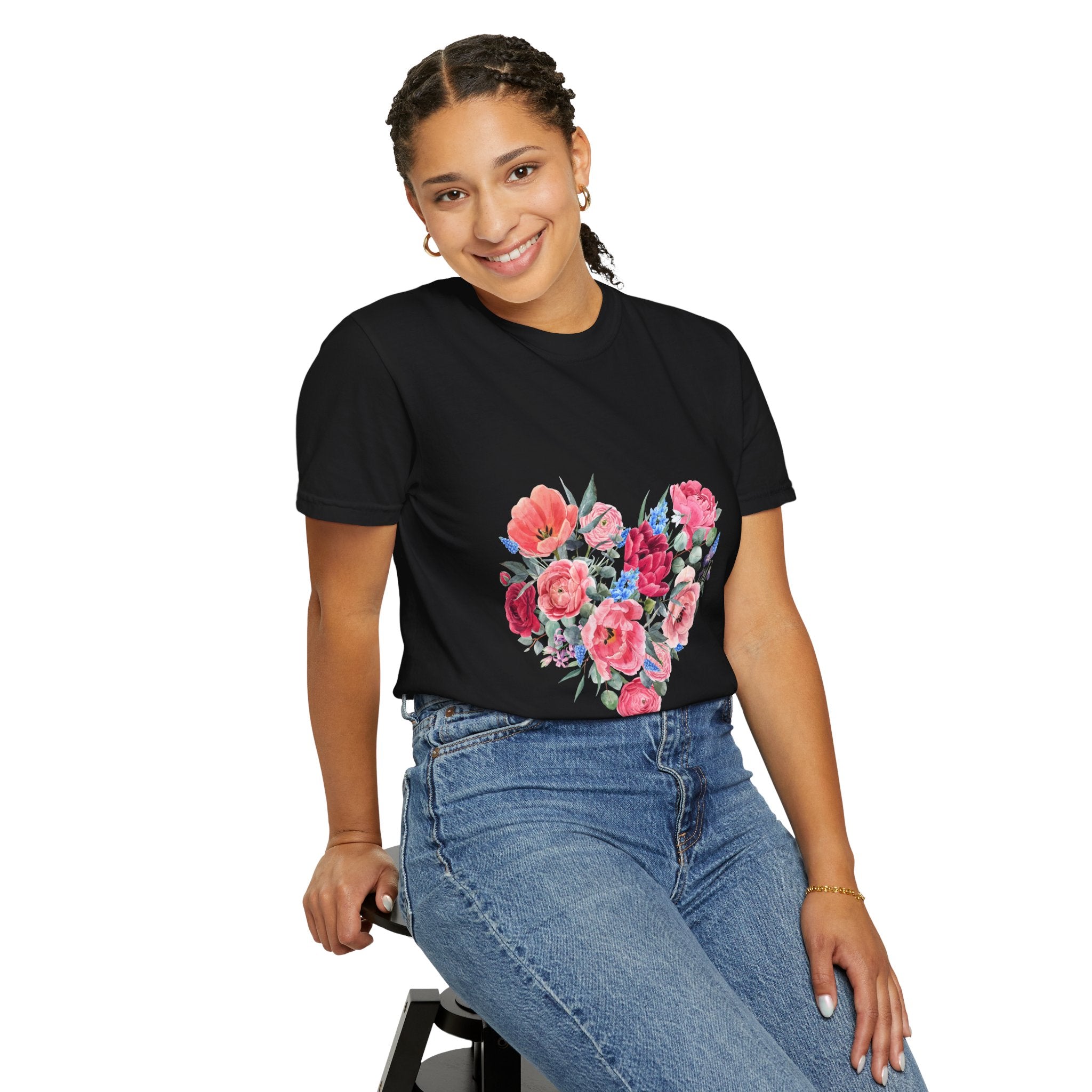 Floral Heart T-Shirt – Watercolor Rose Heart Graphic Tee (Valentine’s Day, Mother's Day)