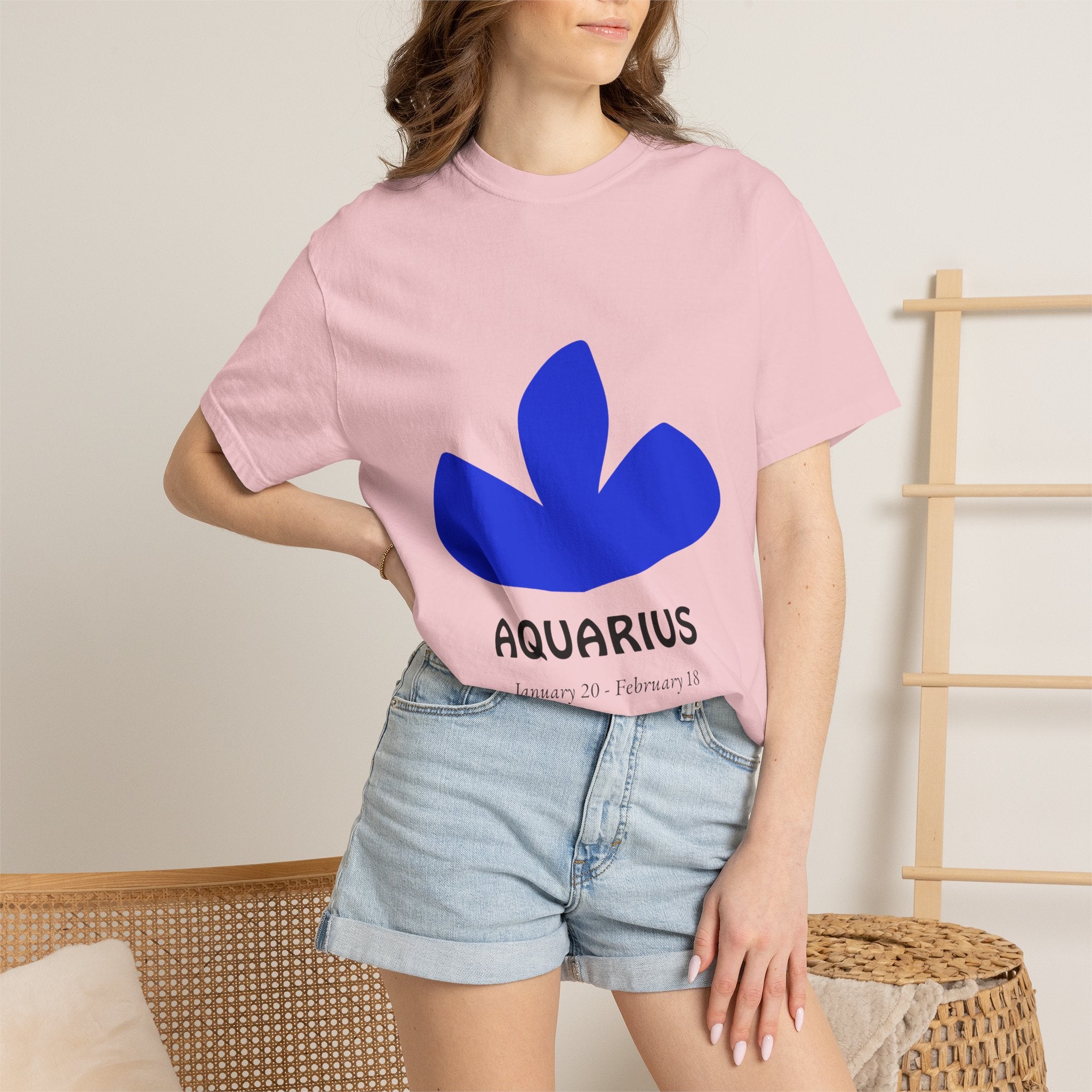 Aquarius Zodiac T-Shirt — Bold Blue Symbol, January 20–February 18 Astrology Tee