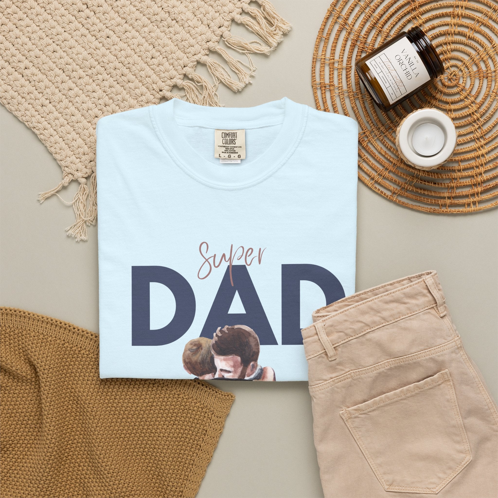 Father & Son Hug T-Shirt — Super Dad Graphic Tee for Father's Day