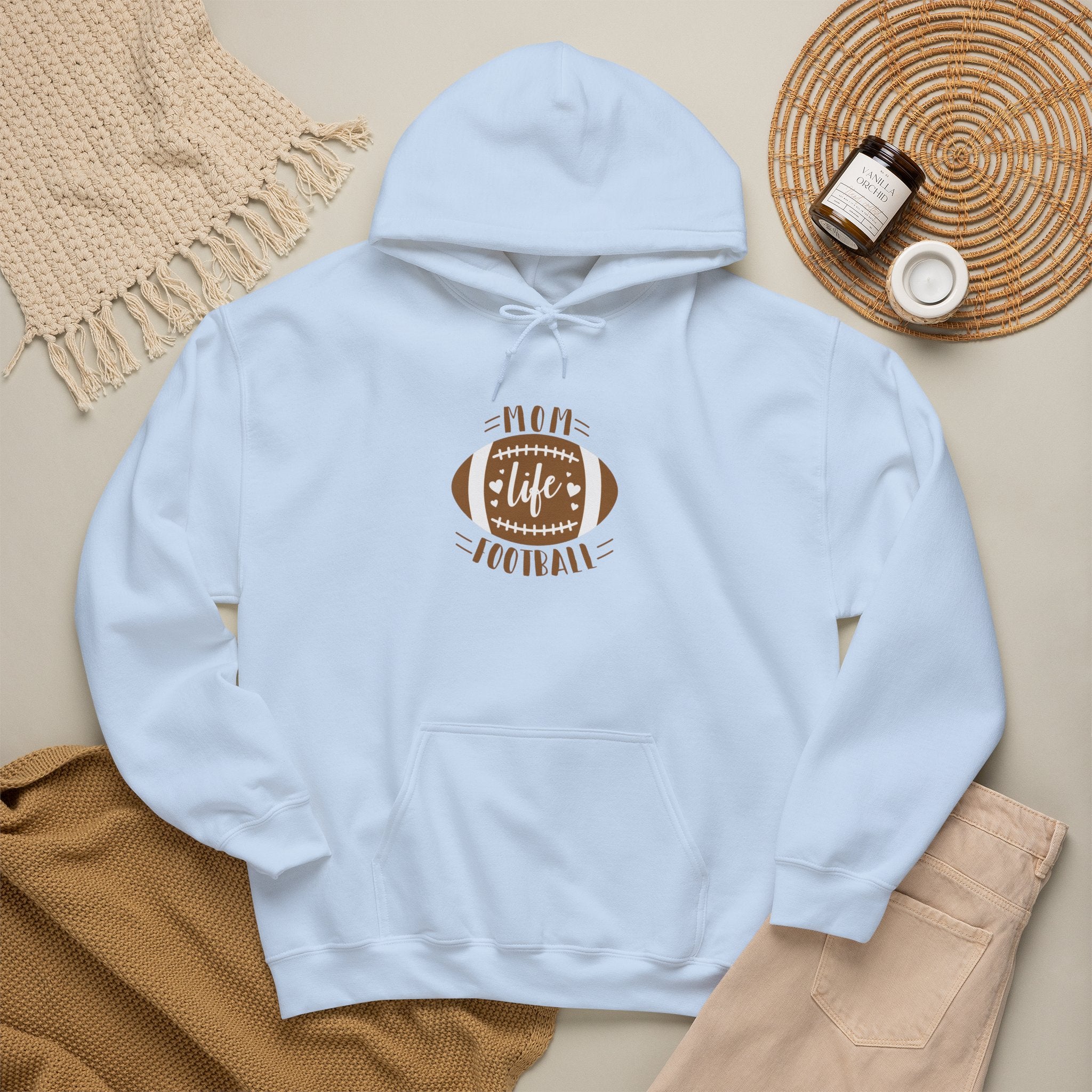 Football Mom Hoodie - "Mom Life Football" Pullover for Game Day
